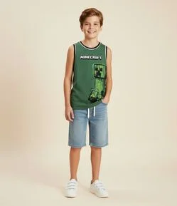 Regata Infantil em Tecnologia Dry com Estampa Minecraft – Tam 5 a 14 Anos