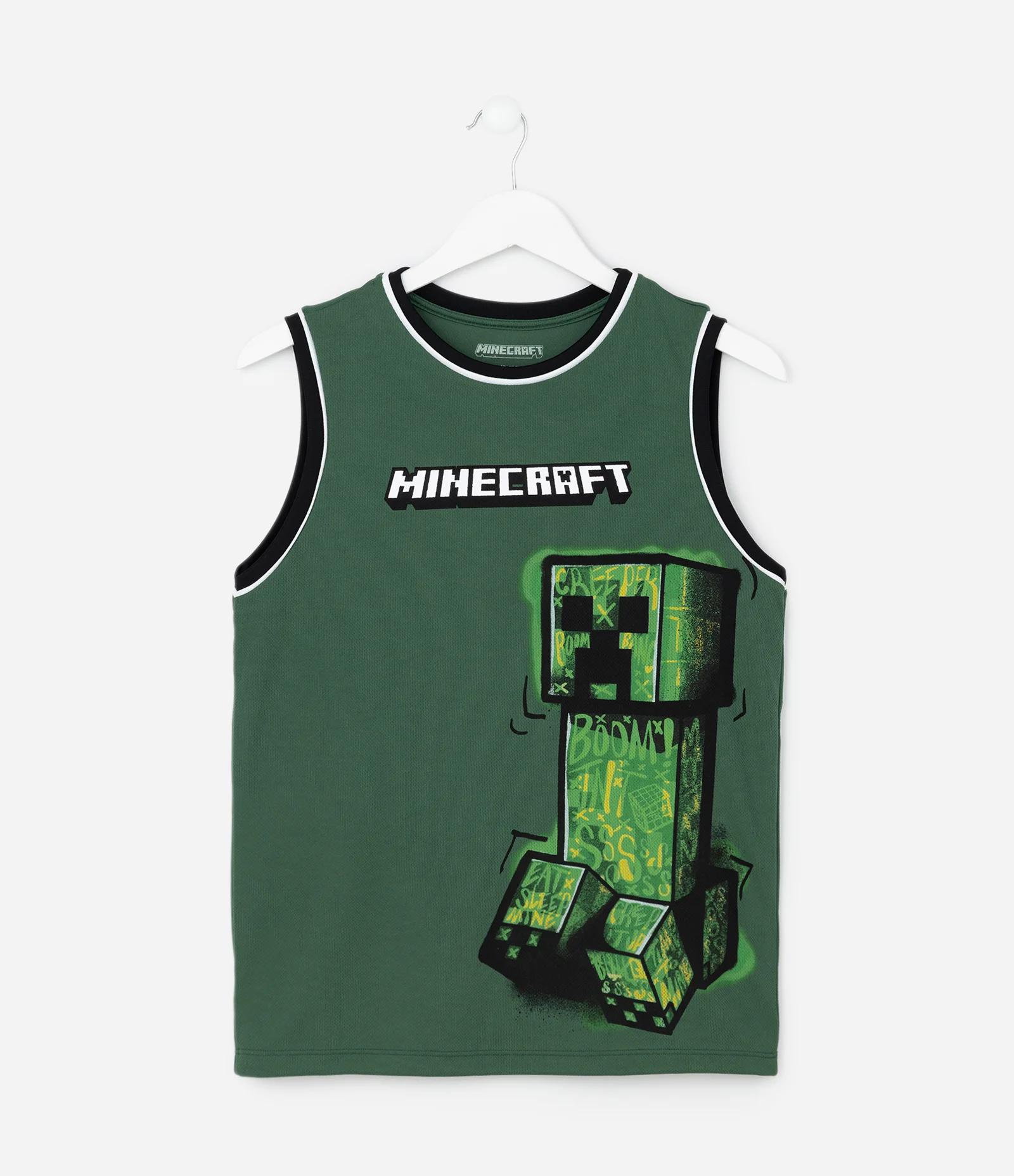 Regata Infantil em Tecnologia Dry com Estampa Minecraft – Tam 5 a 14 Anos Verde Escuro 2