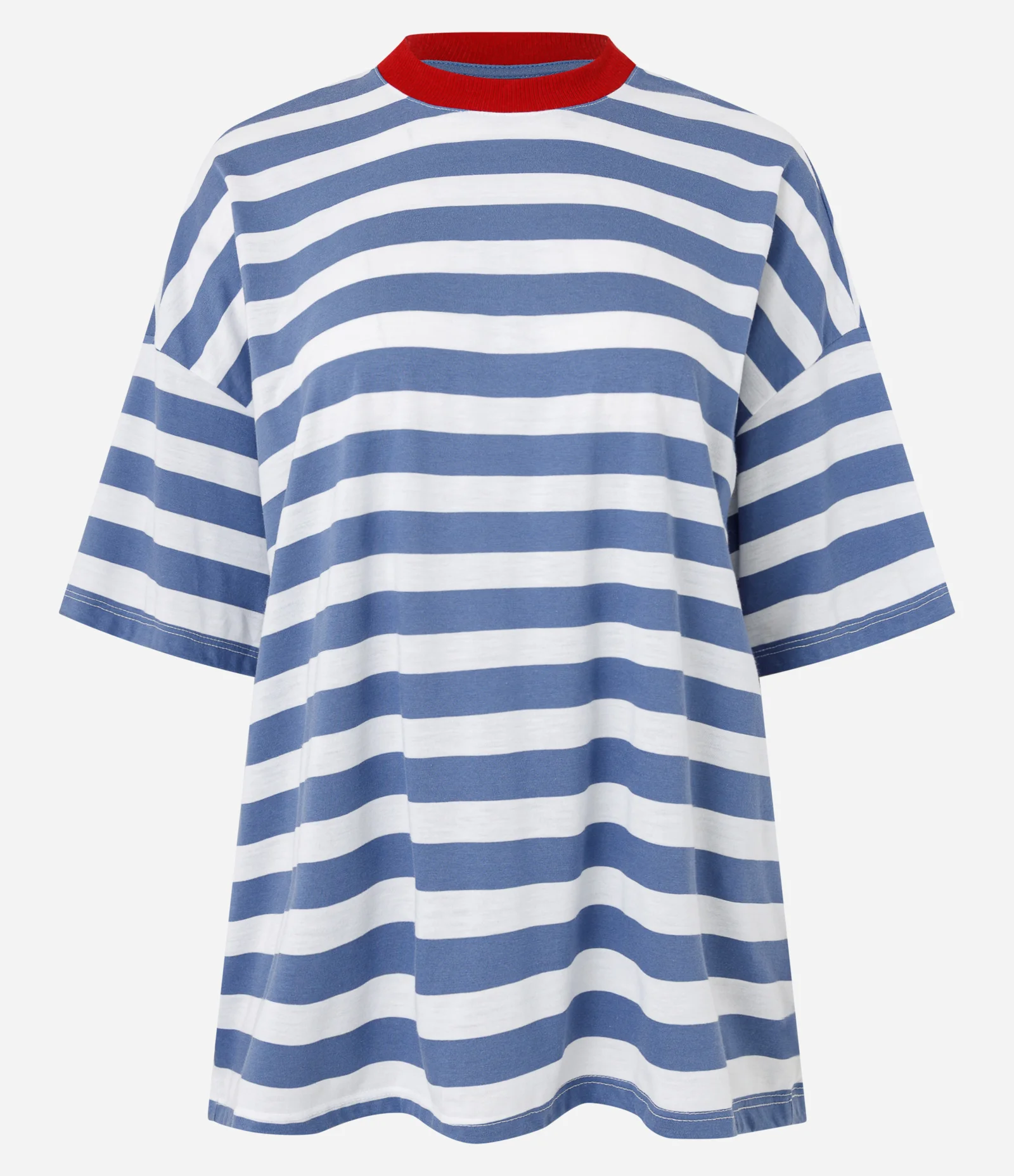 Camiseta Oversized em Algodão com Listras Bold Azul 1