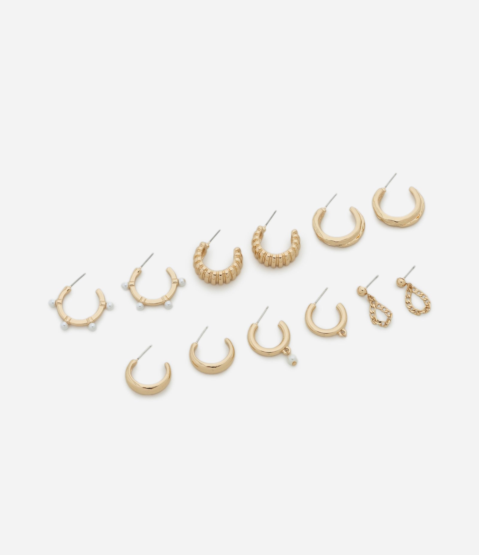 Kit 06 Argolas Metalizadas com Formatos Diferentes Dourado 1