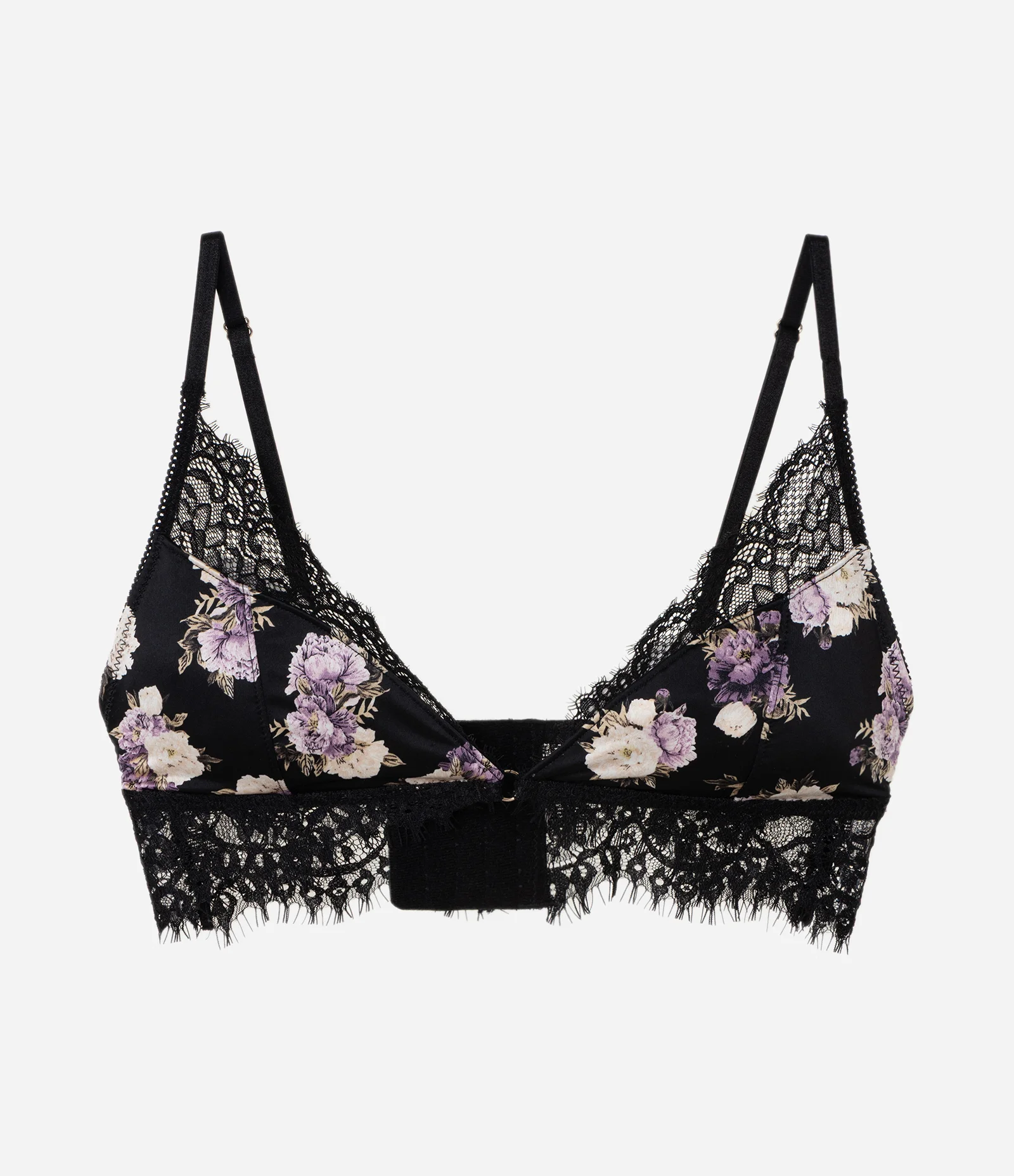 Sutiã Top em Microfibra com Detalhes em Renda e Estampa Floral Preto 5