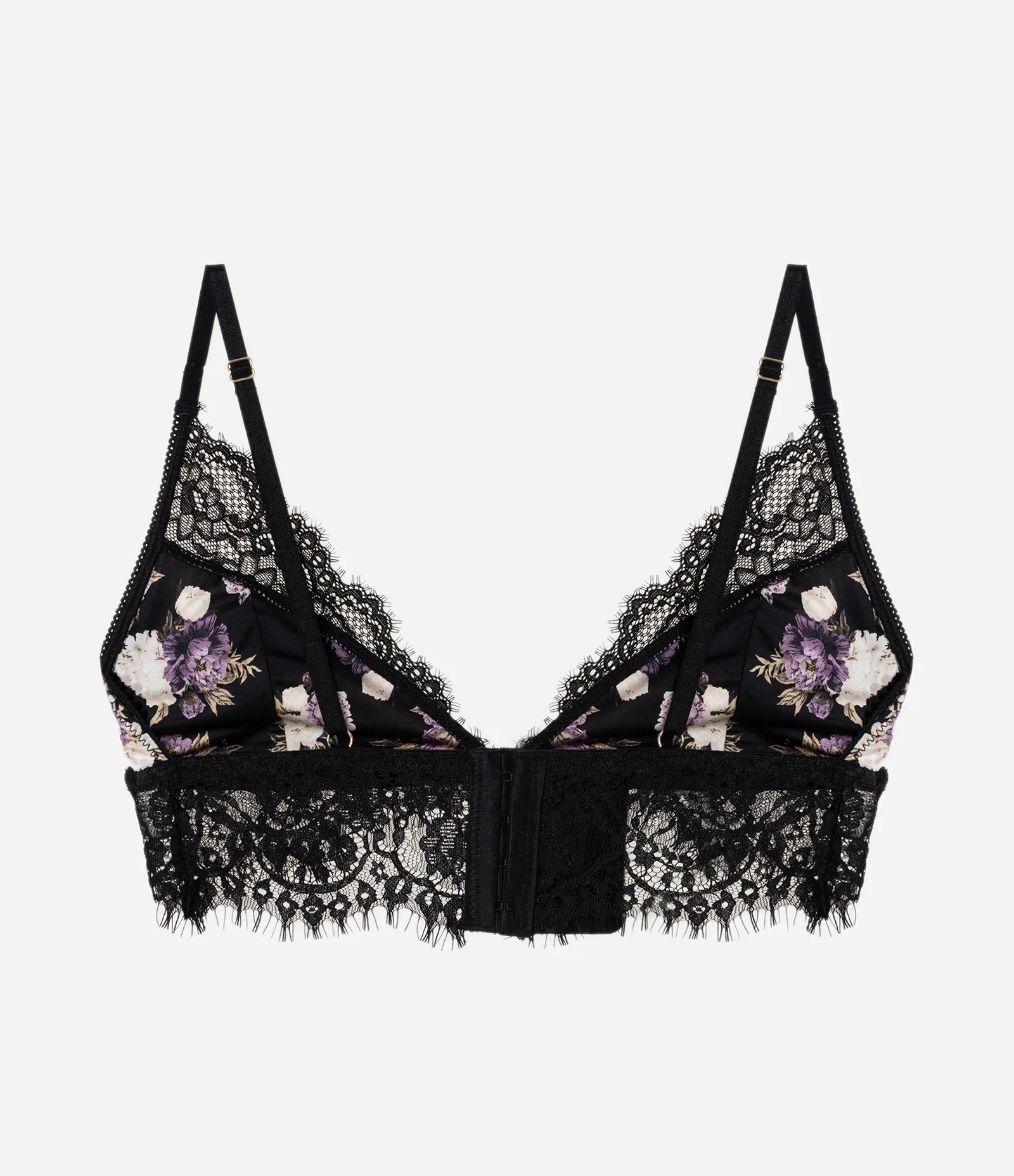 Sutiã Top em Microfibra com Detalhes em Renda e Estampa Floral Preto 6