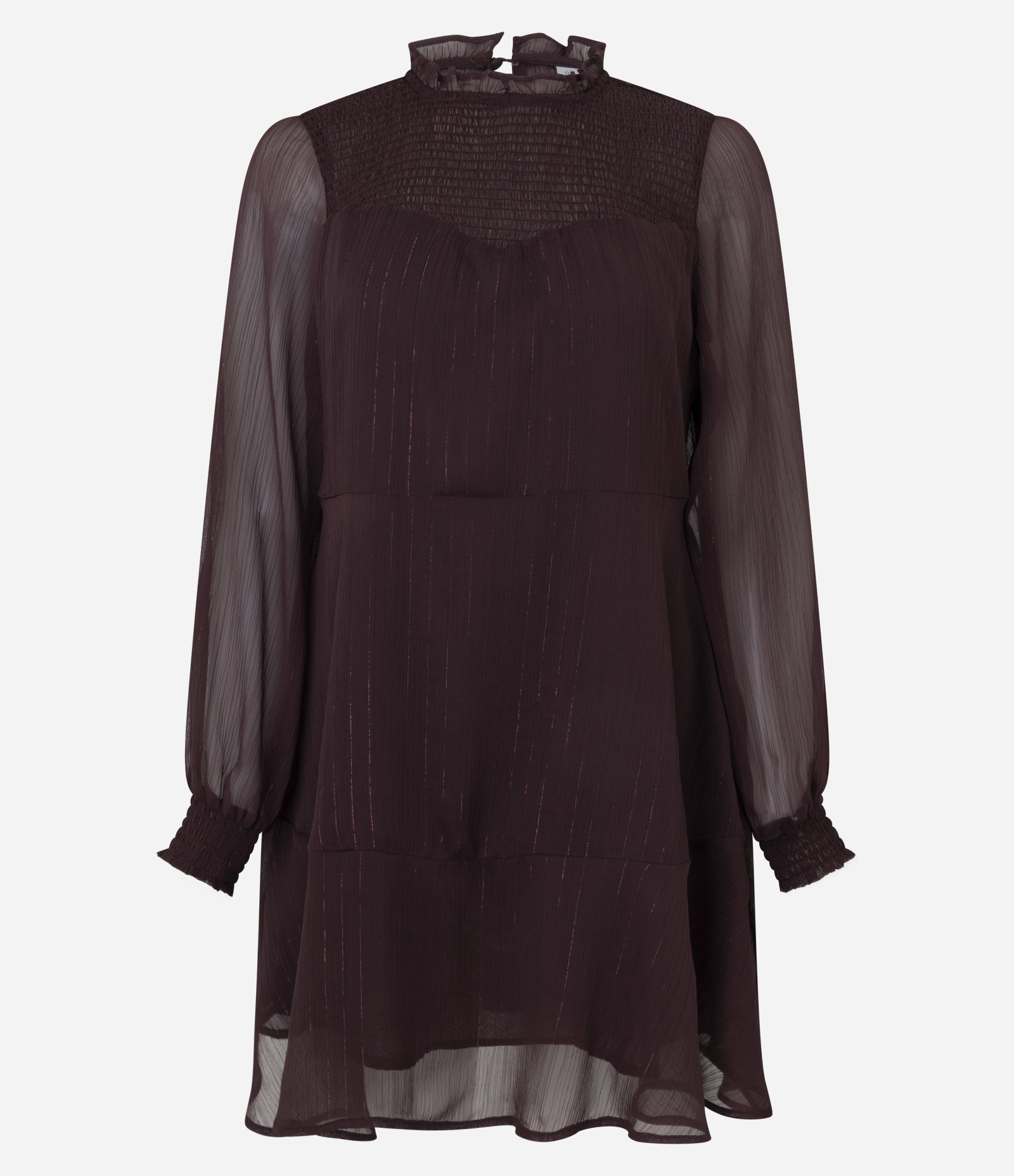 Vestido Curto com Golinha Alta e Saia Gode Marrom 1