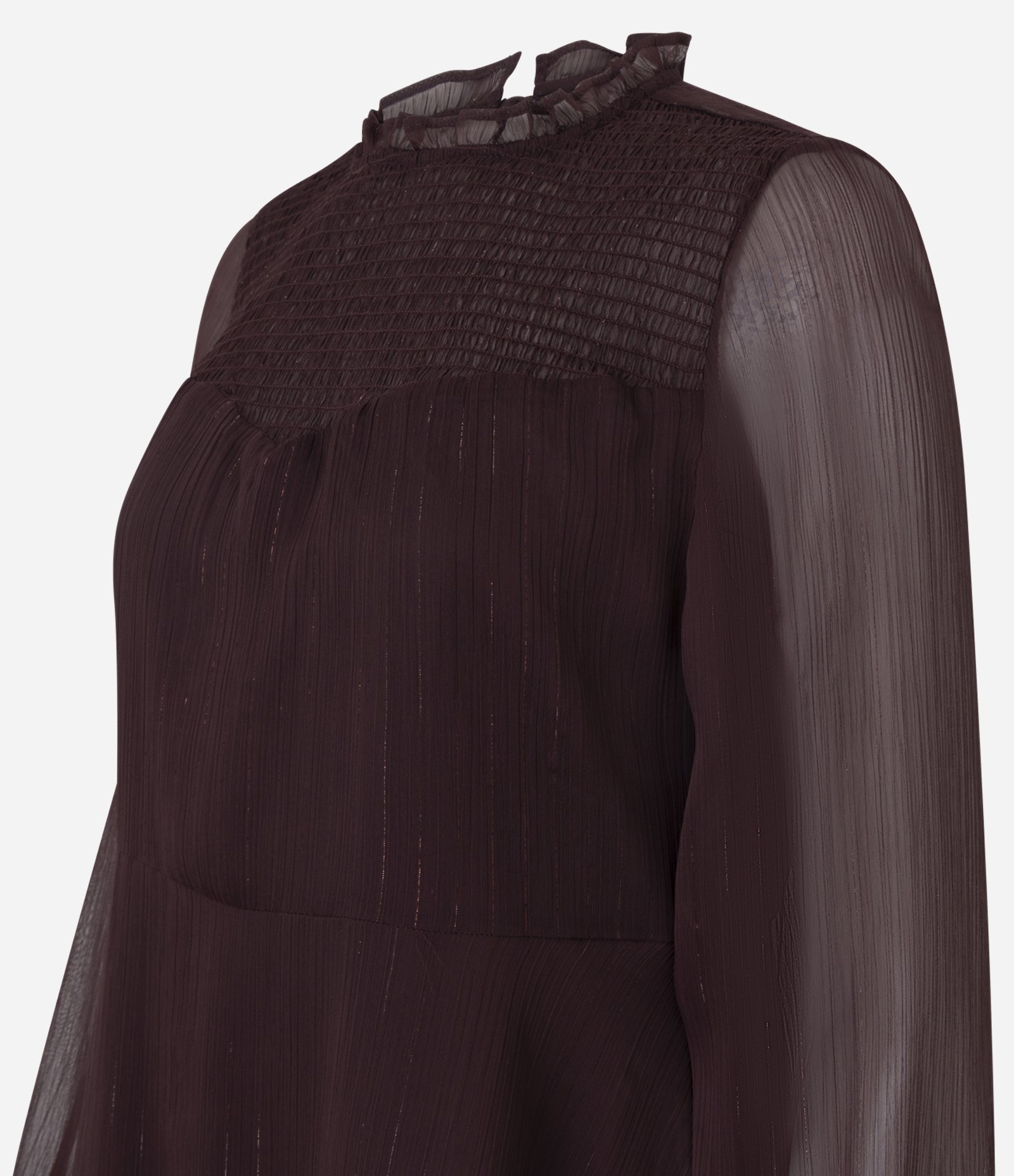 Vestido Curto com Golinha Alta e Saia Gode Marrom 2