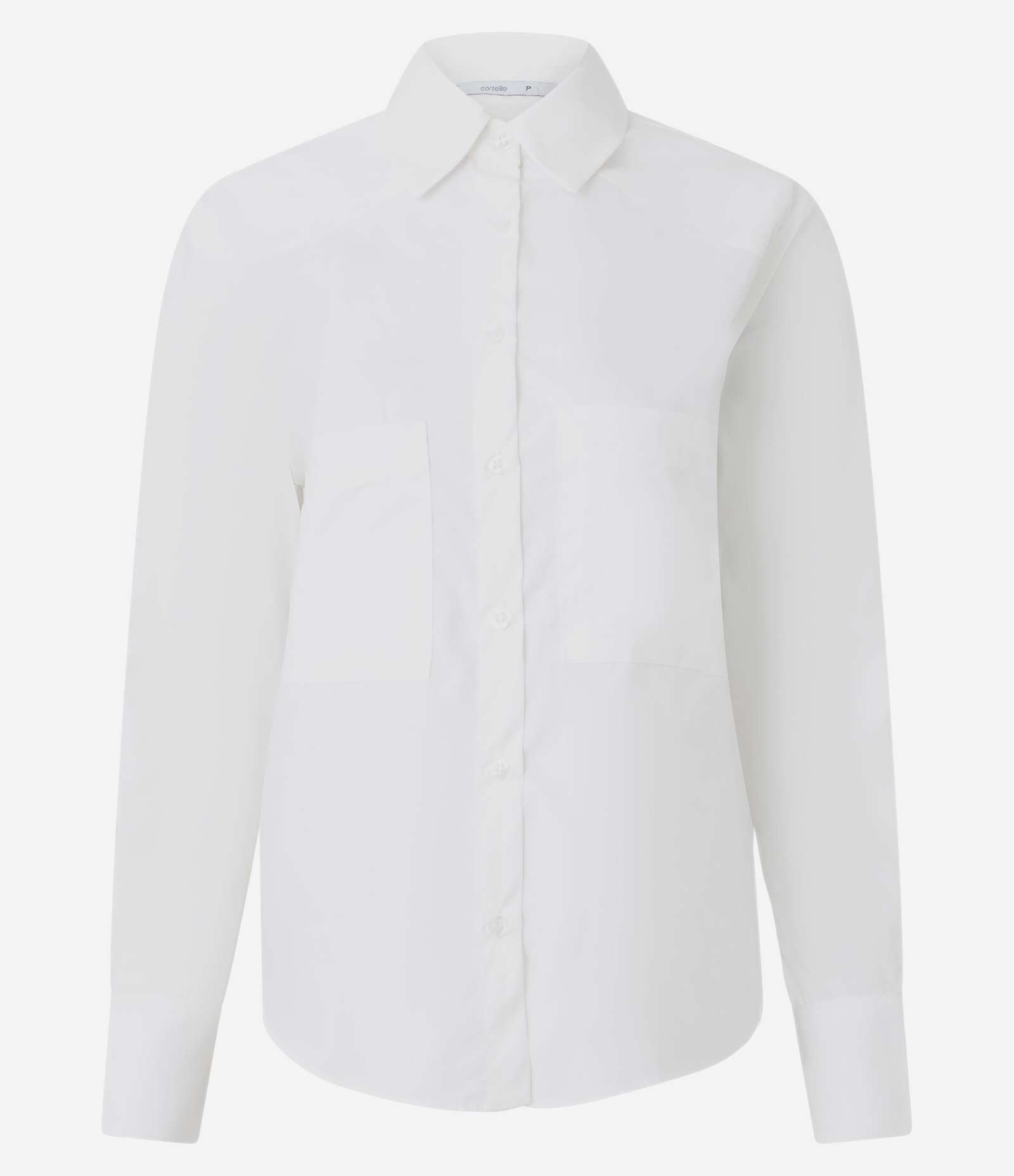 Camisa Manga Longa em Algodão com Bolsos Frontais Branco 5