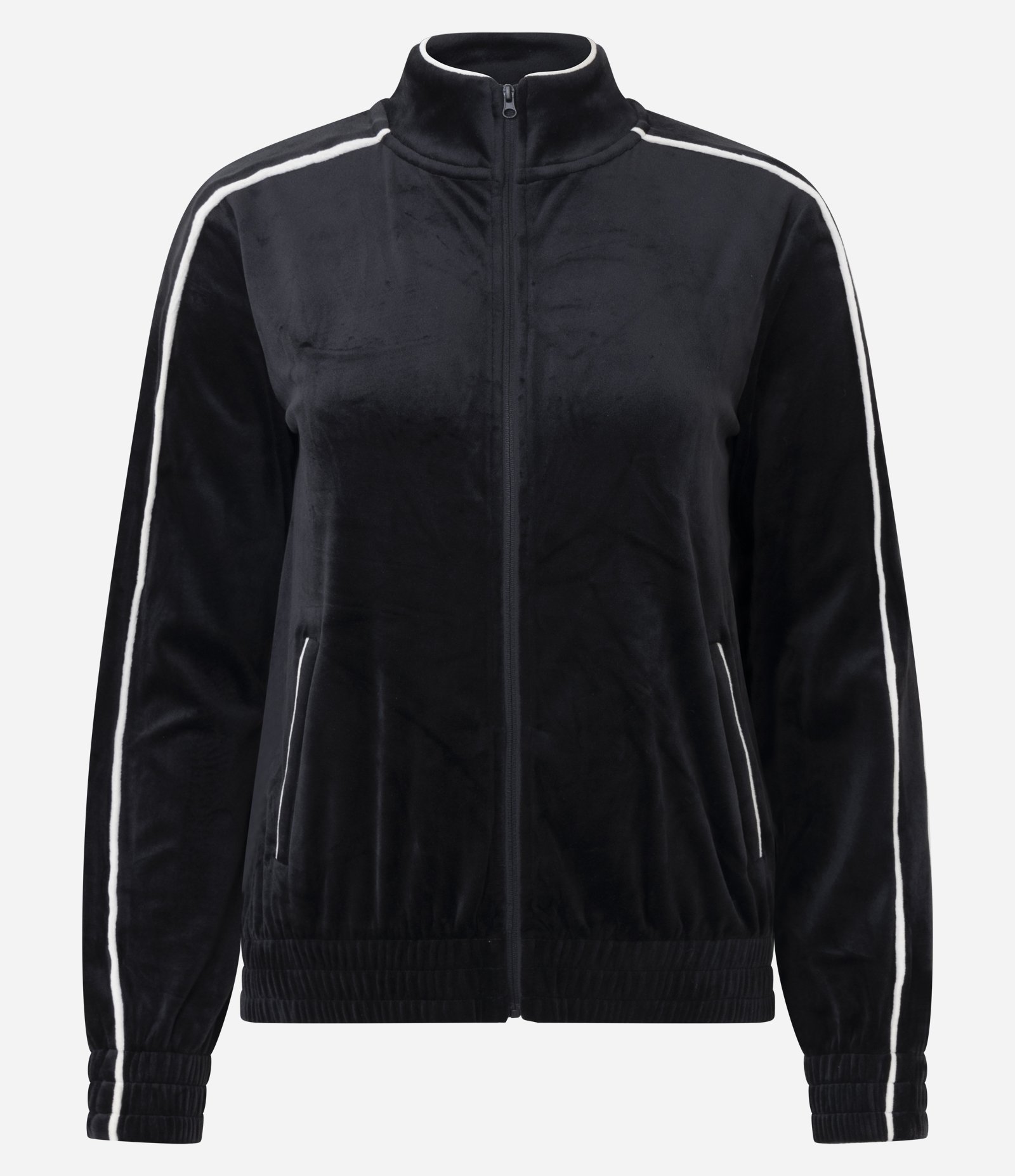 Jaqueta Esportiva em Plush com Piping Contrastante Preto 3