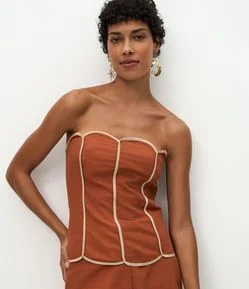 Blusa Tomara Que Caia com Viés Contrastantes