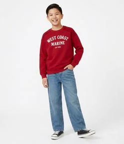 Casaco Infantil em Moletom sem Felpa com Lettering – Tam 5 a 14 Anos
