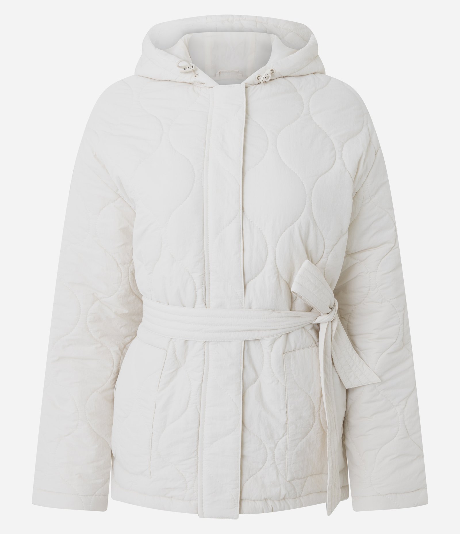 Jaqueta Acolchoada Alongada com Cinto Off White 6