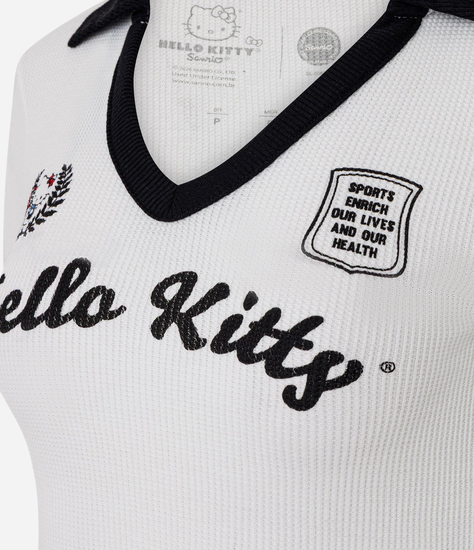 Blusa Polo Manga Curta com Viés Contrastantes Hello Kitty Branco 4