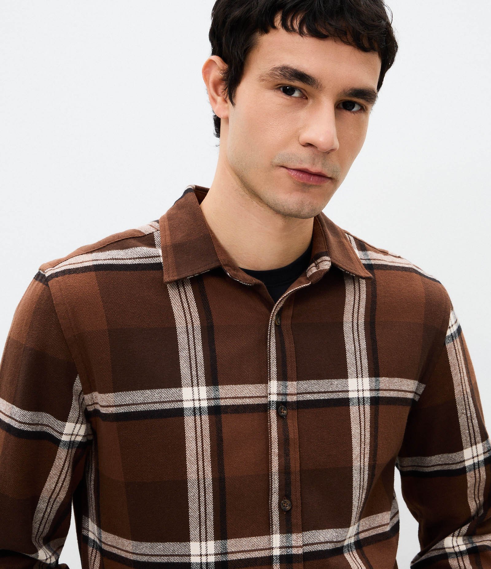Camisa Regular em Flanela com Estampa Xadrez Marrom 4