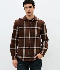 Camisa Regular em Flanela com Estampa Xadrez