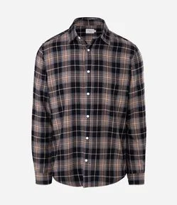 Camisa Manga Longa em Flanela com Estampa Xadrez