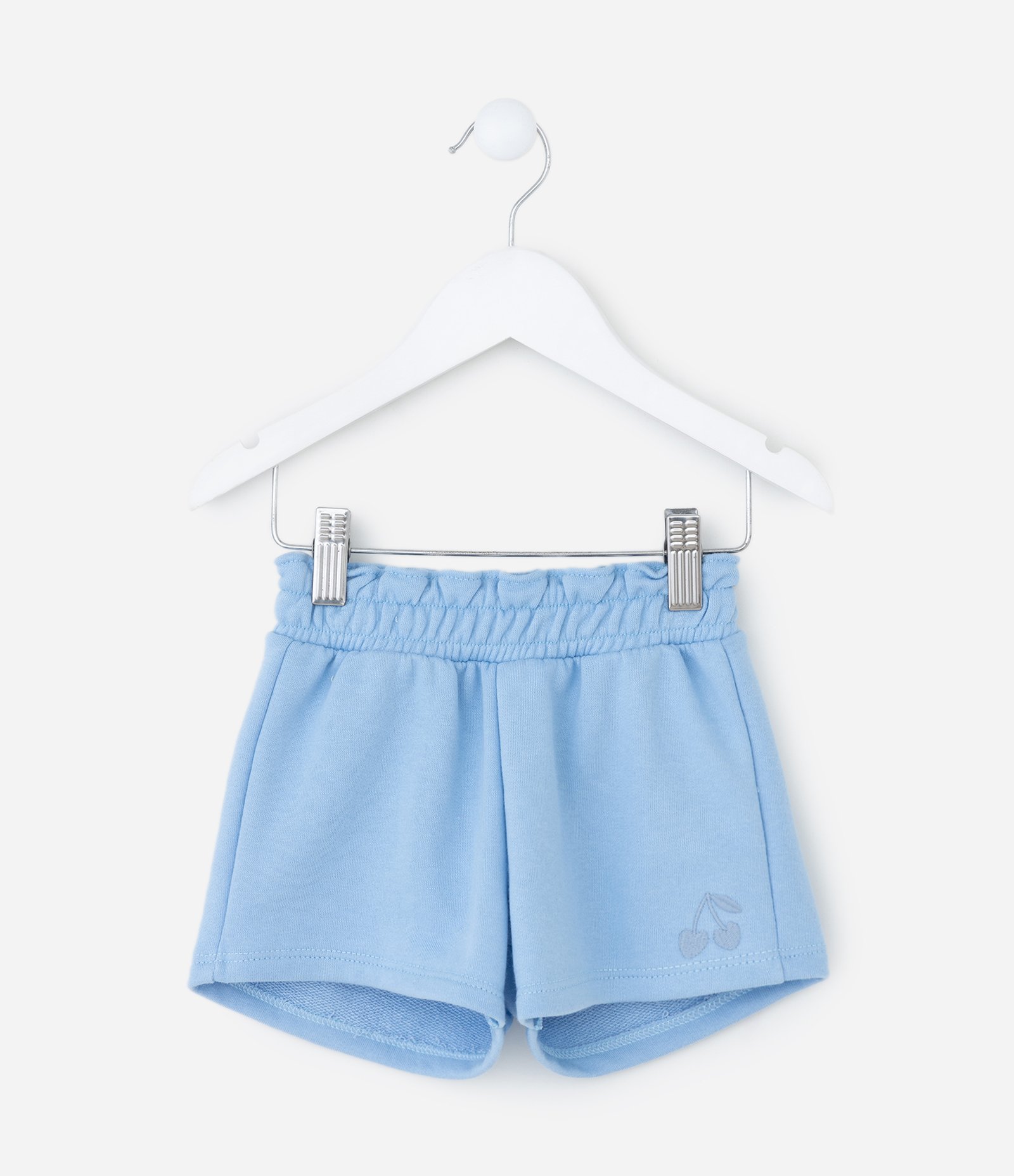 Short Infantil em Moletom com Cós Clochard e Bordado – Tam 1 a 6 Anos Azul Claro 1