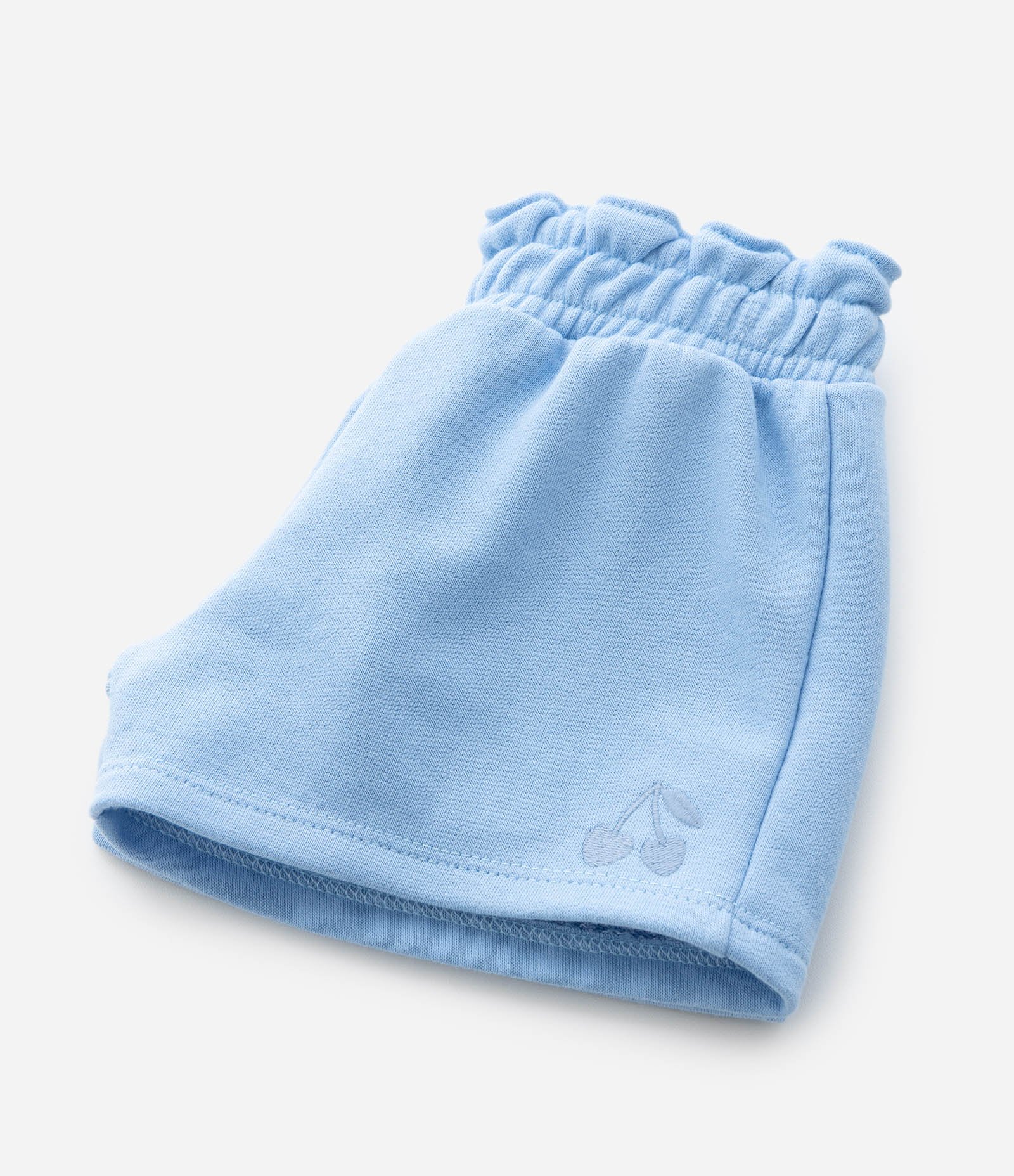 Short Infantil em Moletom com Cós Clochard e Bordado – Tam 1 a 6 Anos Azul Claro 3
