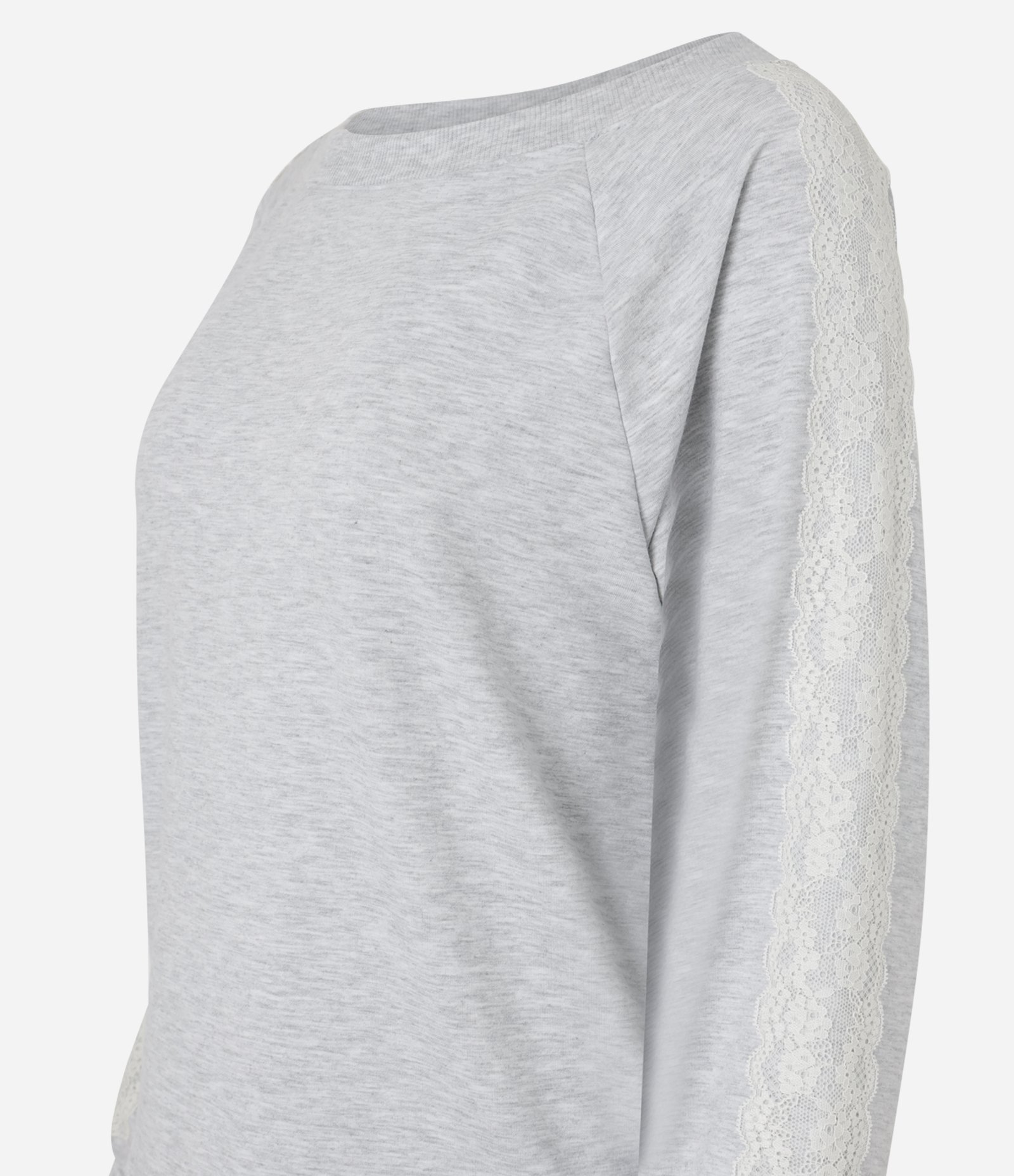 Pijama com Blusa Longa e Short Curto Detalhado em Renda Cinza 5