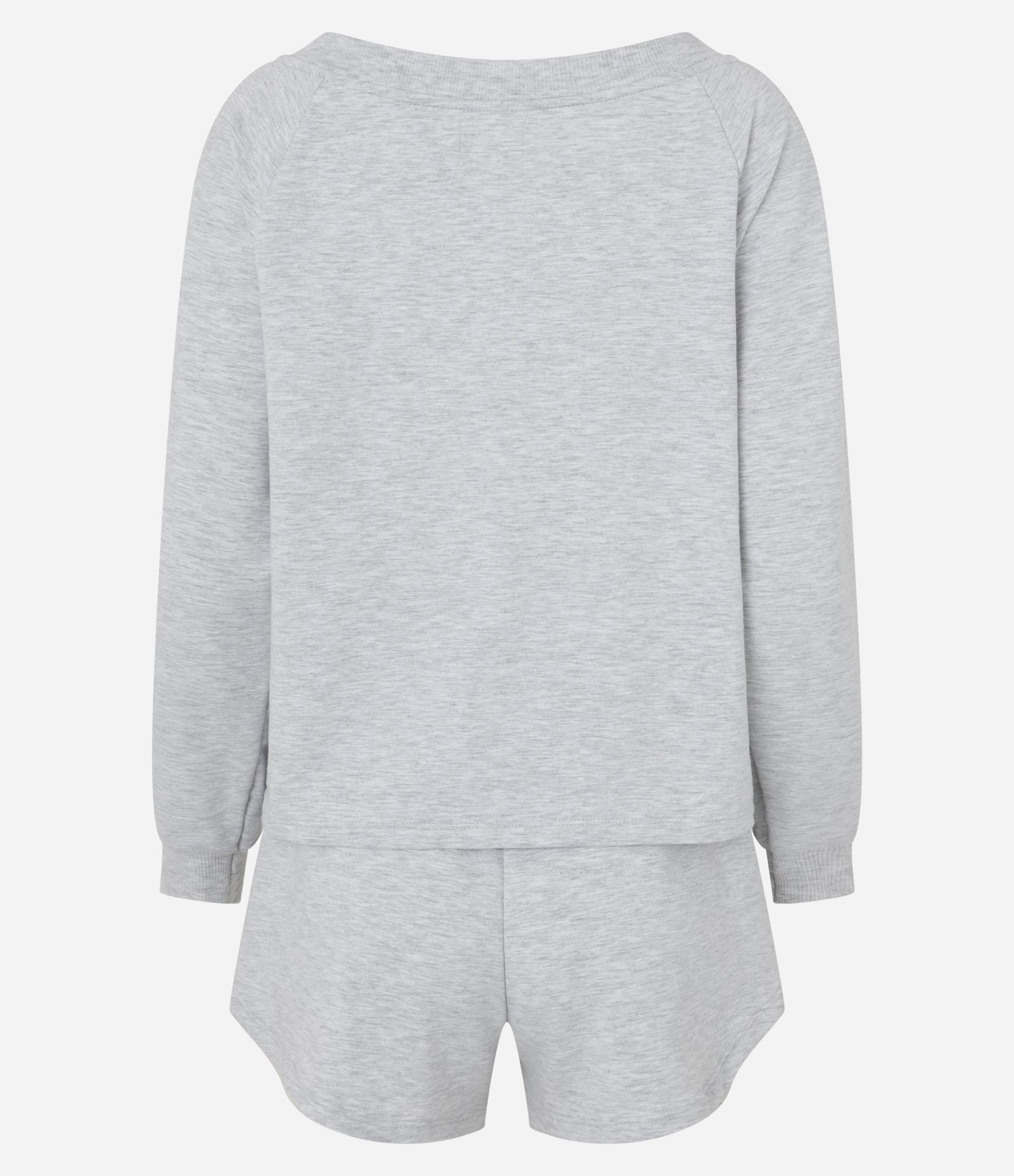 Pijama com Blusa Longa e Short Curto Detalhado em Renda Cinza 6