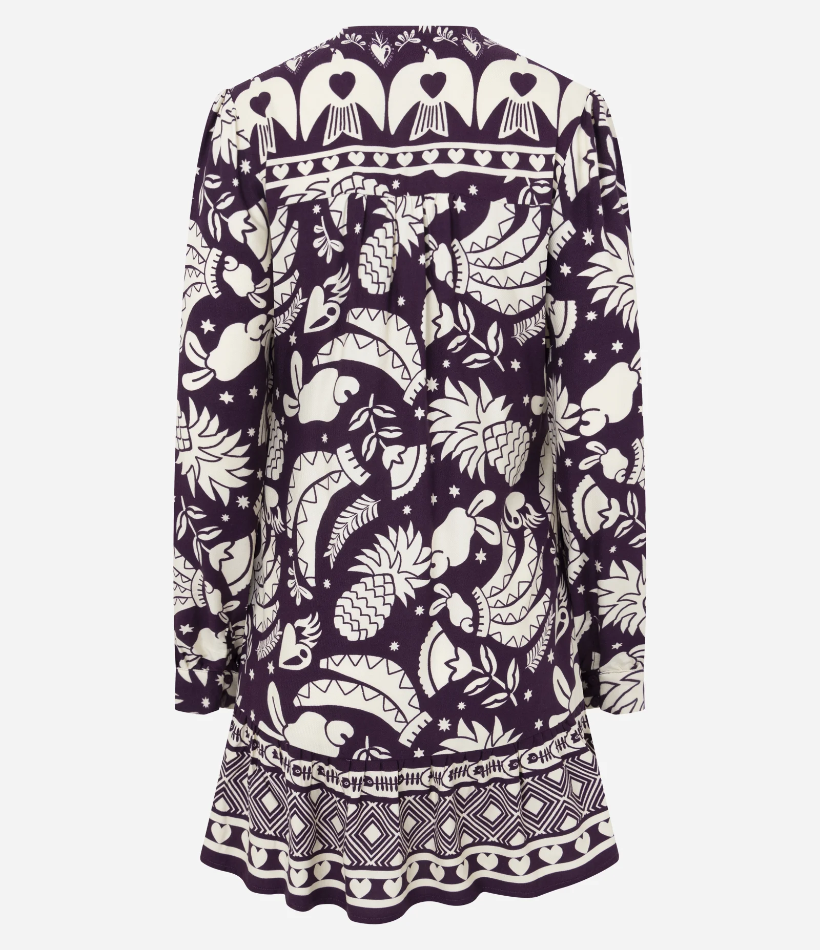 Vestido Evasê Curto em Viscose com Estampa Abstrata Roxo 2