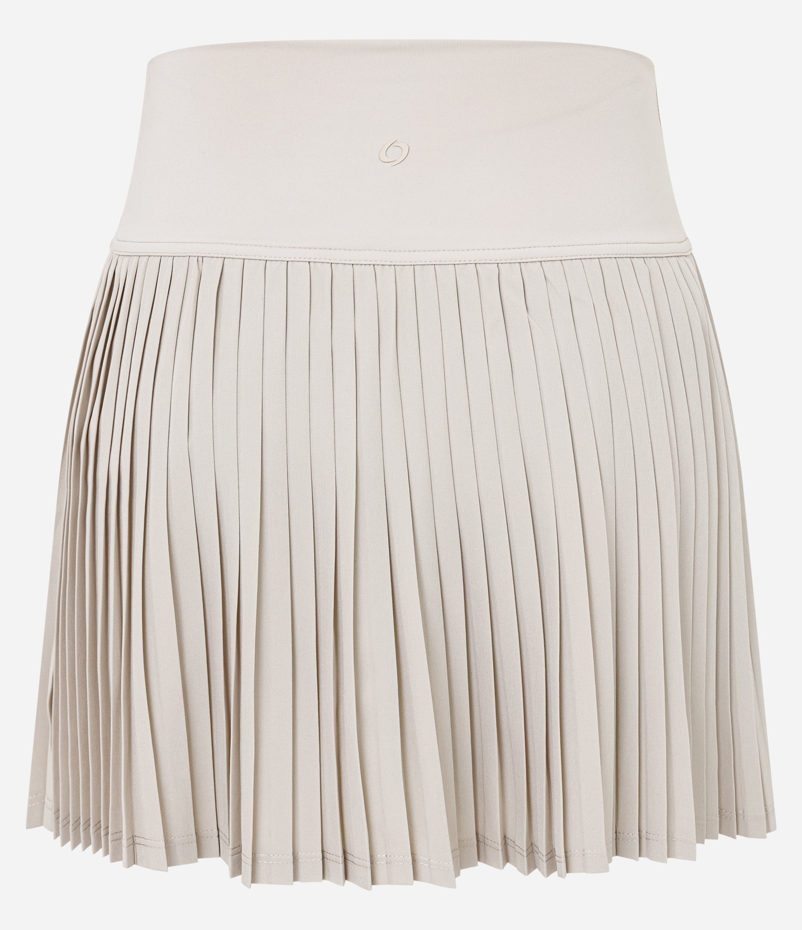 Short Saia Esportivo em Microfibra com Plissado Bege 6