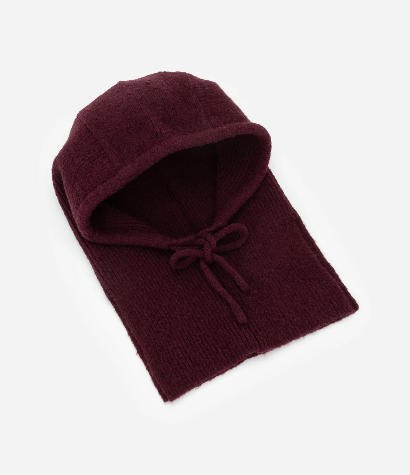 Touca Balaclava em Tricô com Amarração Vinho 2