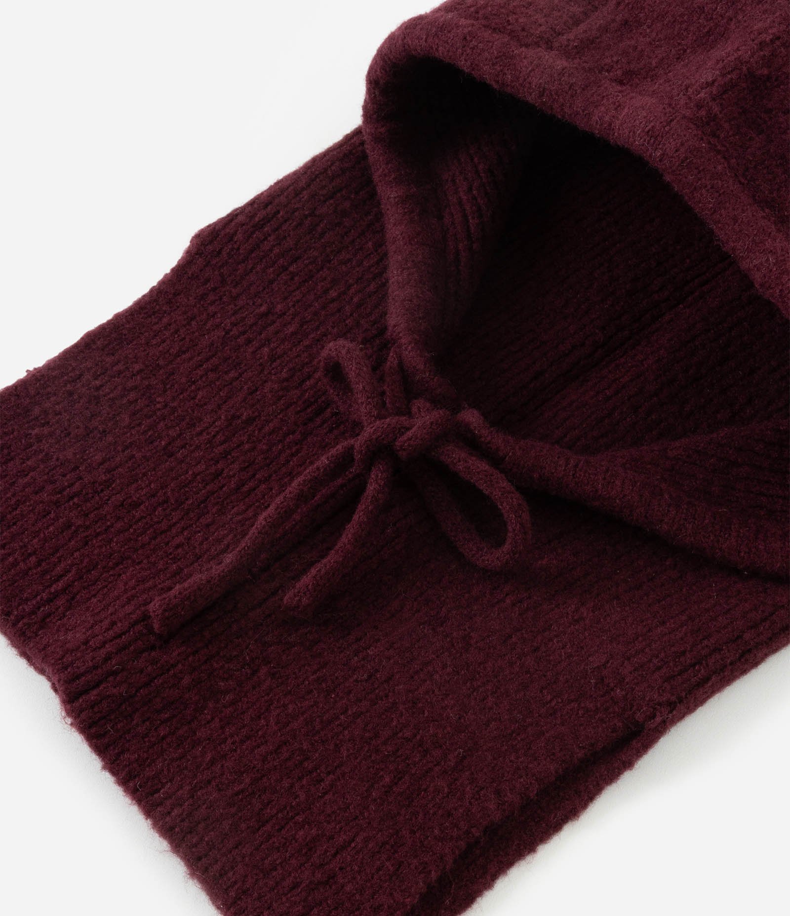 Touca Balaclava em Tricô com Amarração Vinho 5