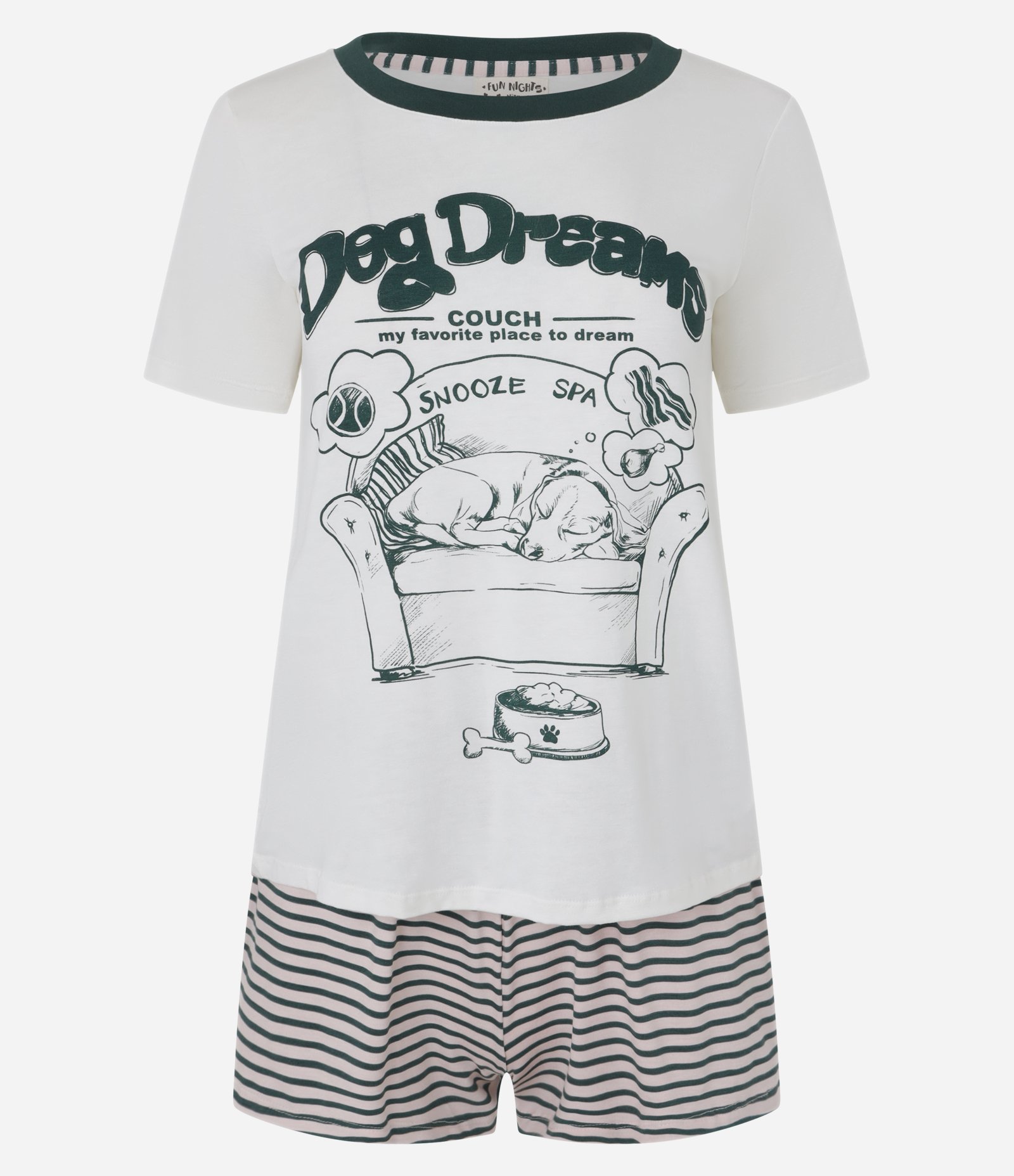 Pijama Curto em Viscolycra com Estampa Dog Dreams Branco 4