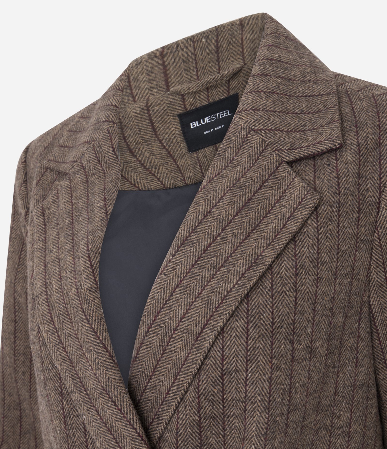 Blazer Alfaiatado em Polivelour com Listras e Botões Marrom 7