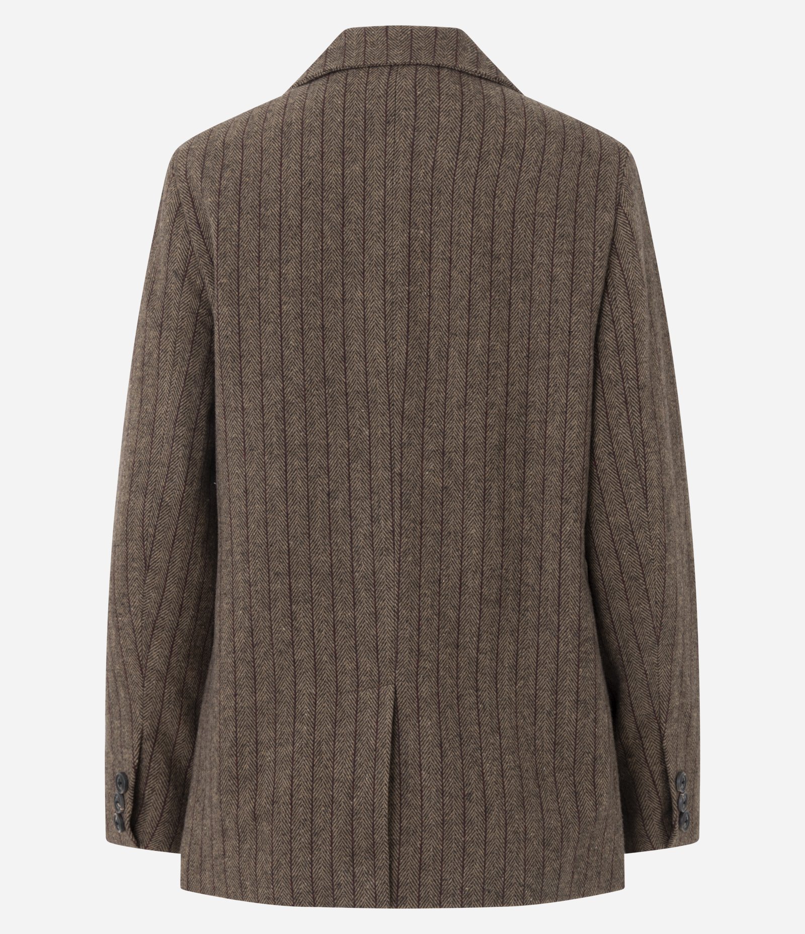 Blazer Alfaiatado em Polivelour com Listras e Botões Marrom 8