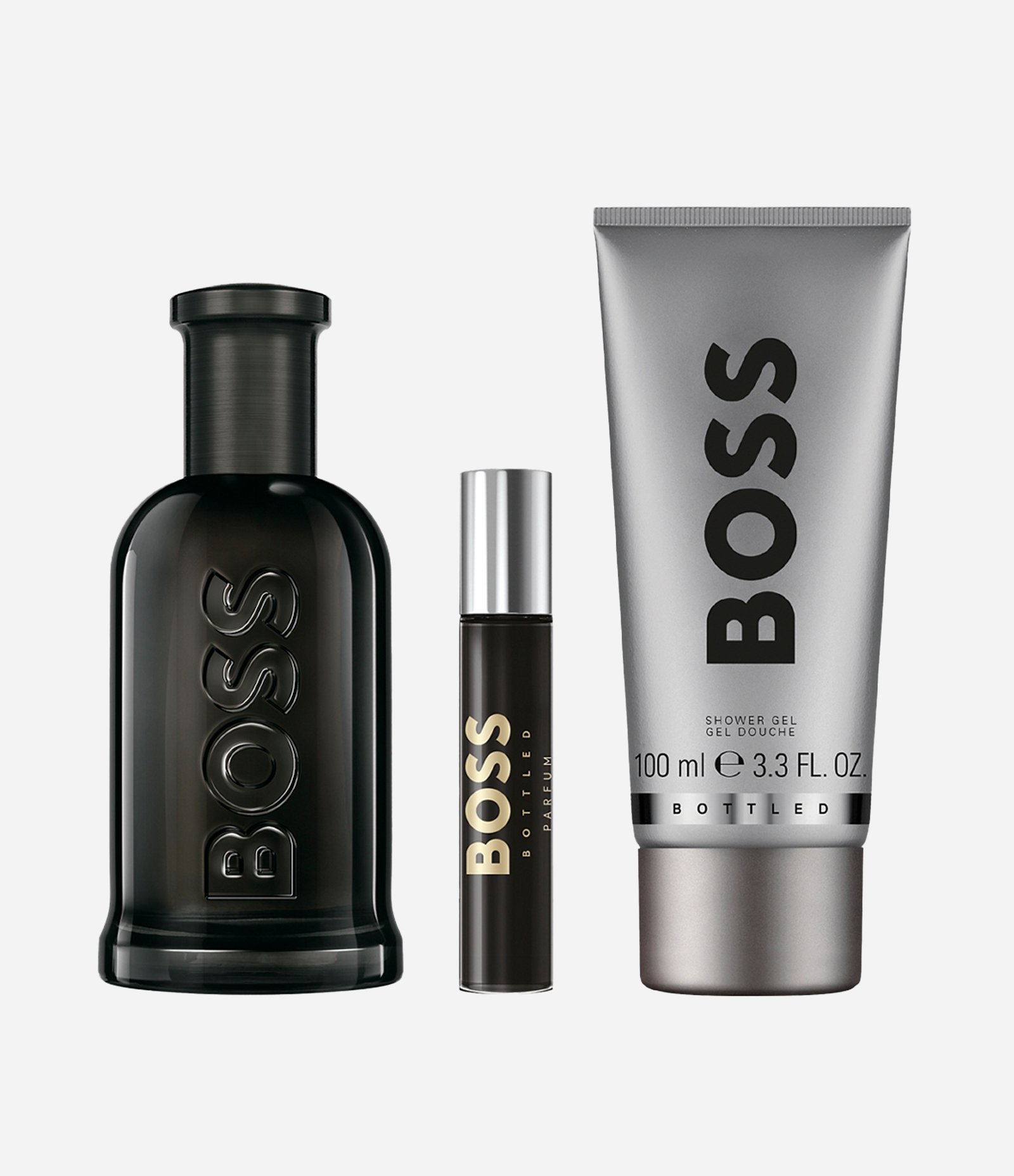 Boss Kit Hugo Boss Bottled Parfum 100ml + Pen Spray 10ml + Gel de banho 100ml KIT 3