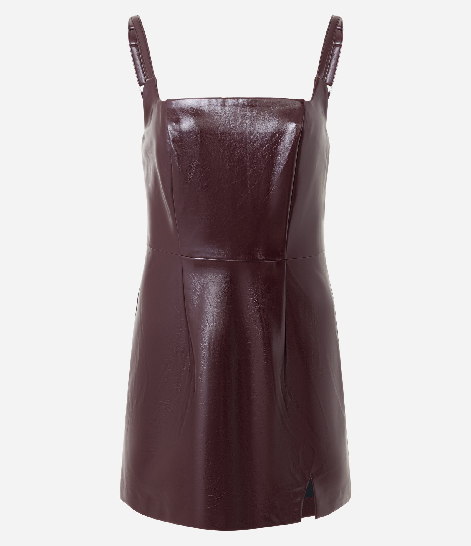 Vestido Curto em Pu com Efeito Vinílico Vinho 1