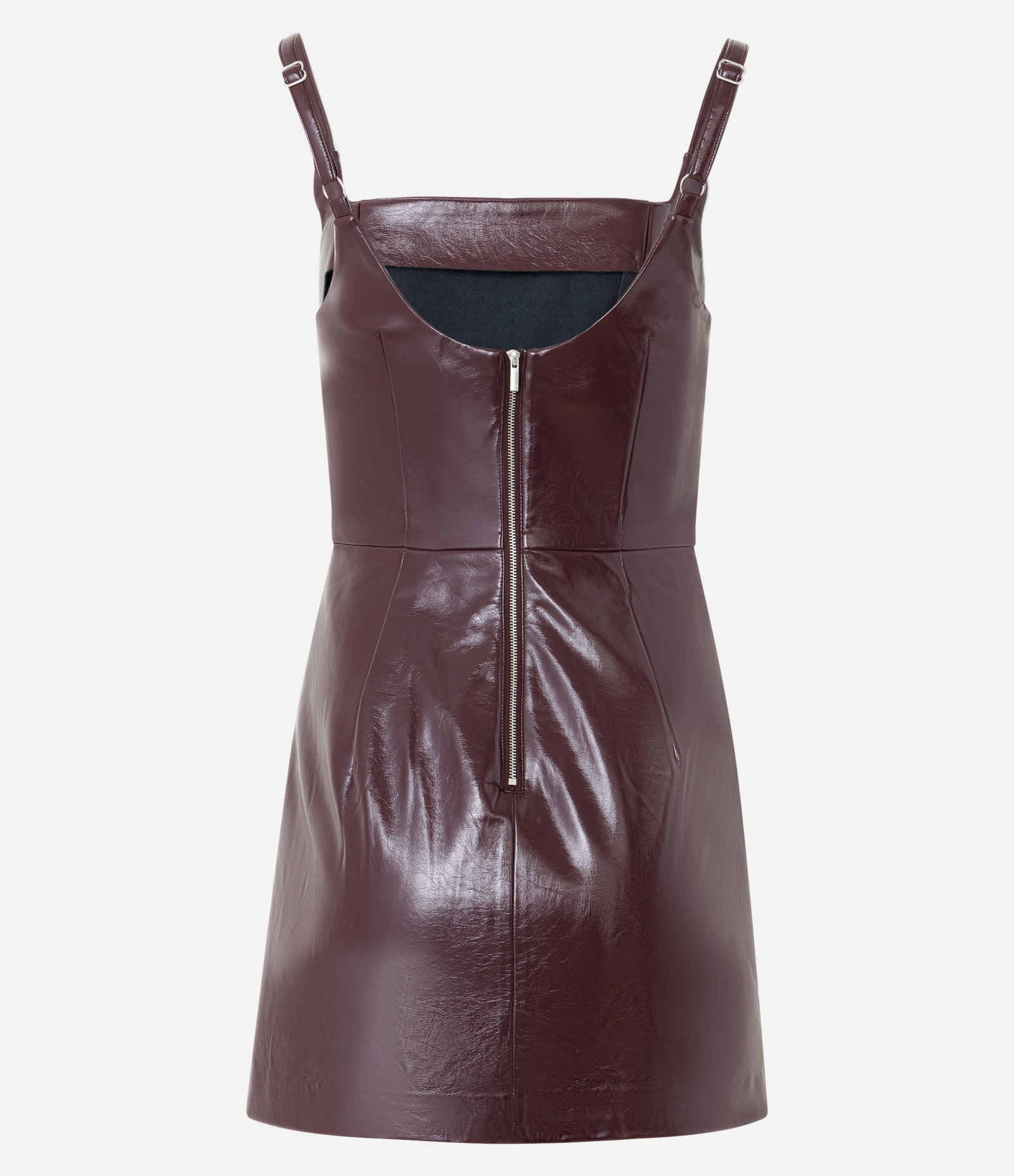 Vestido Curto em Pu com Efeito Vinílico Vinho 2