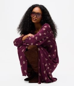 Vestido Midi Longo Estampa Paisley com Decote V