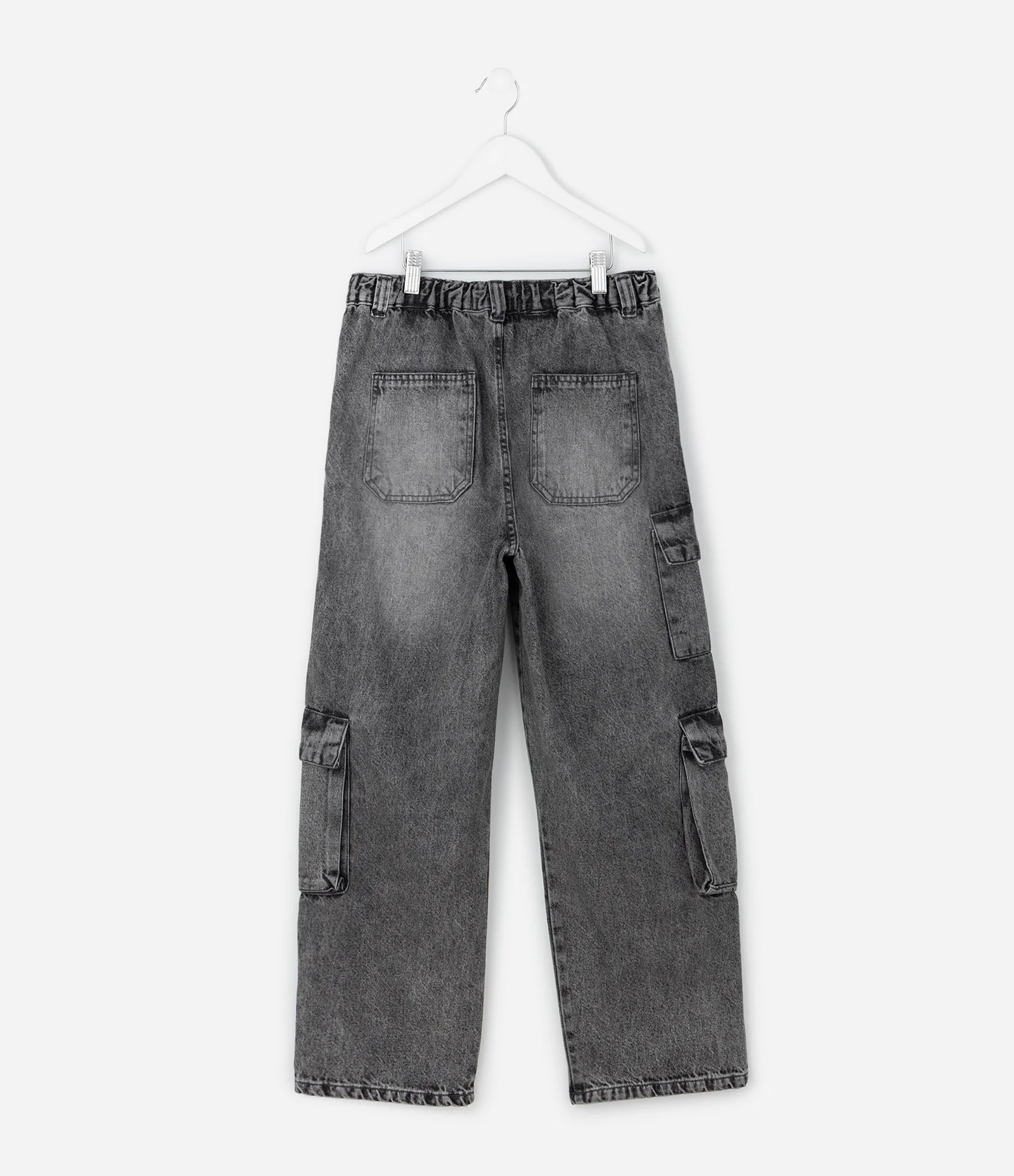 Calça Infantil Baggy em Jeans com Bolsos Cargo – Tam 5 a 14 Anos Cinza 3