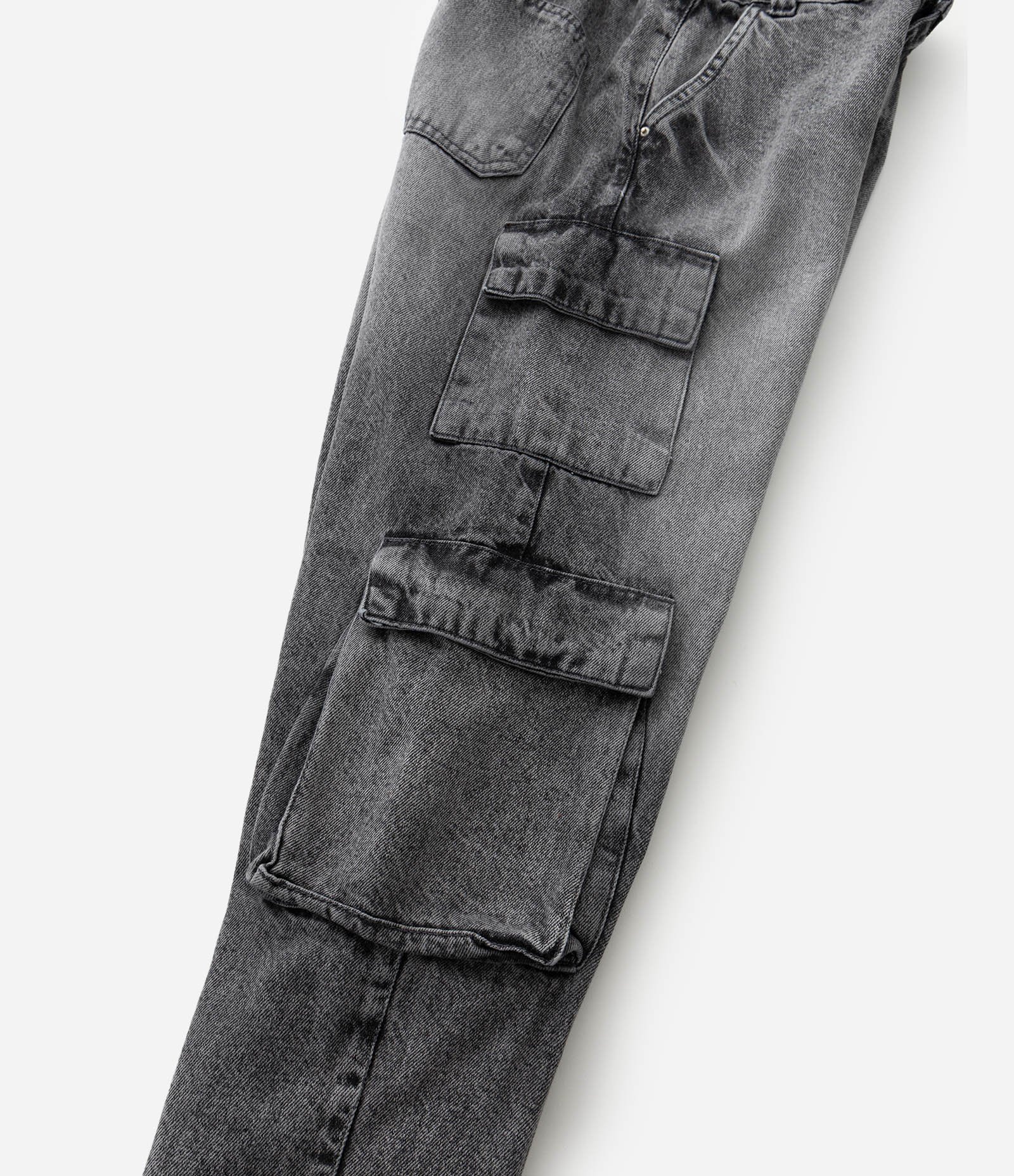 Calça Infantil Baggy em Jeans com Bolsos Cargo – Tam 5 a 14 Anos Cinza 6