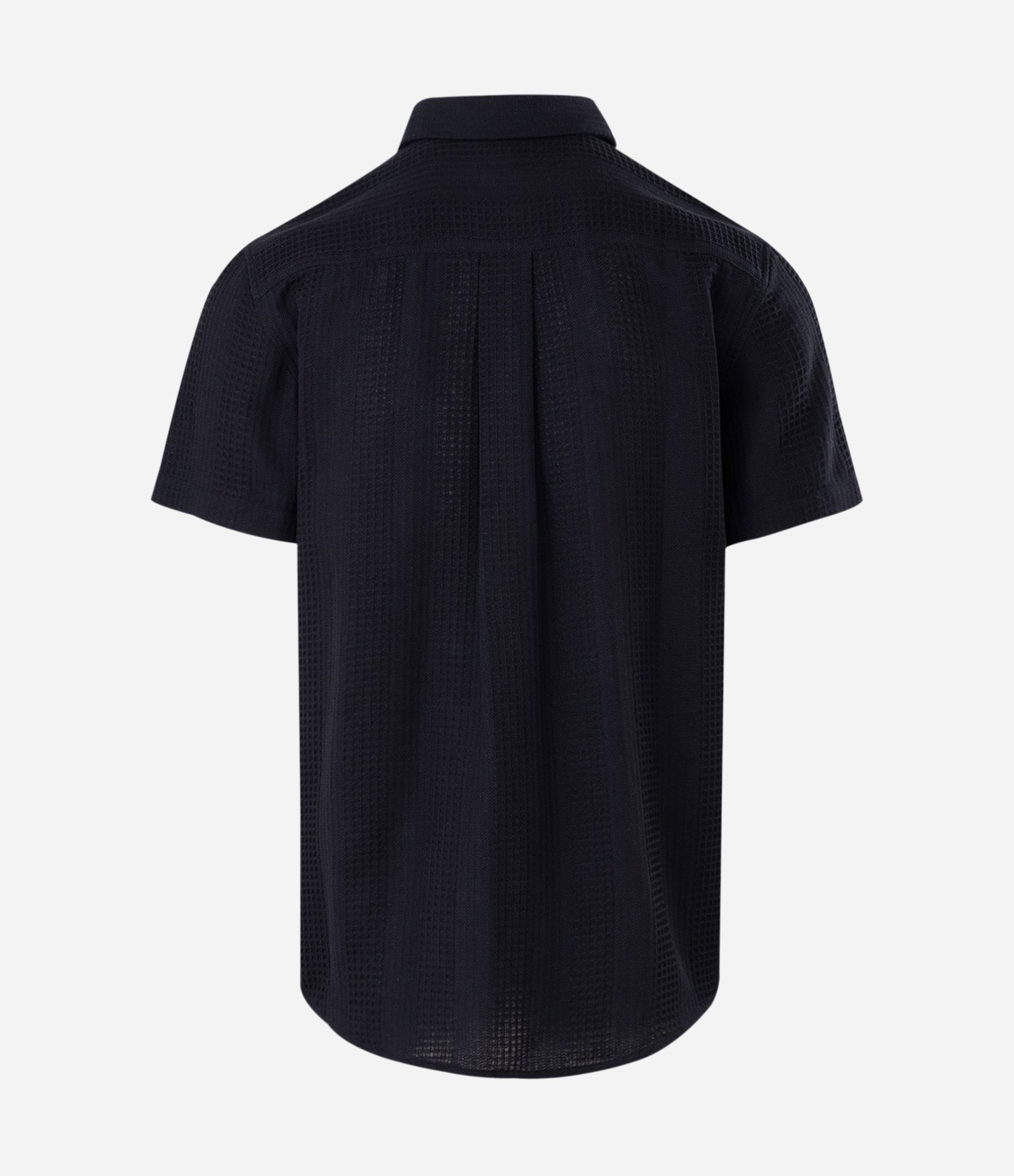 Camisa Regular em Algodão com Textura Quadriculada Vertical Preto 3