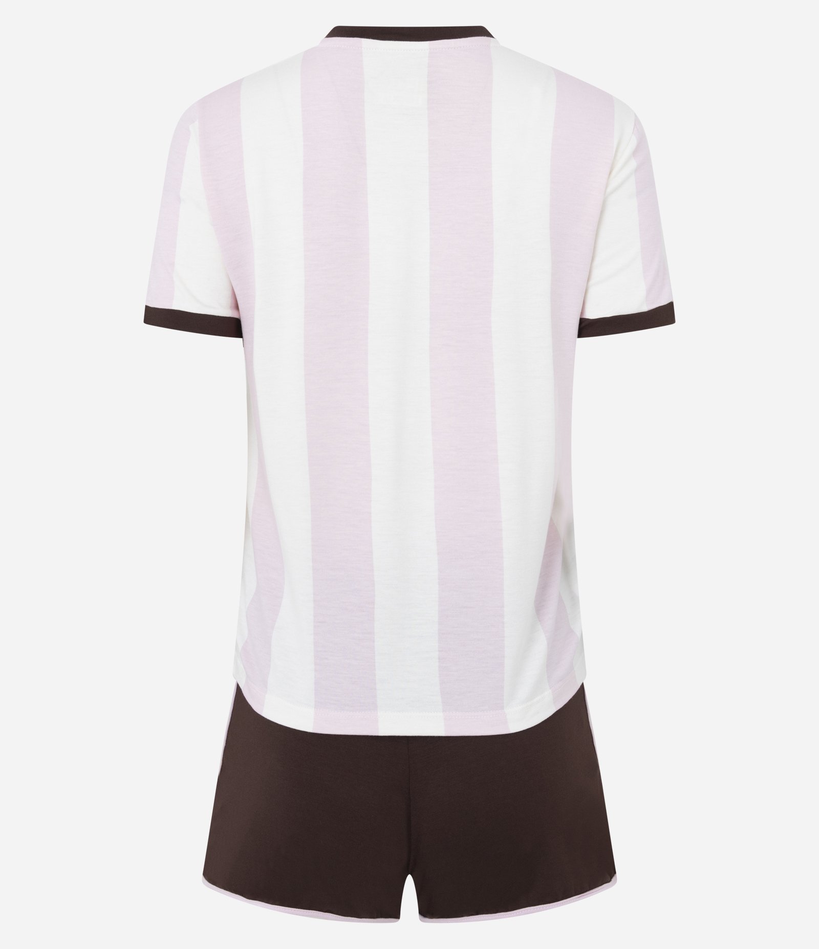 Pijama Curto em Viscolycra com Estampa de Listras e Bob Esponja Rosa/Branco/Marrom 2