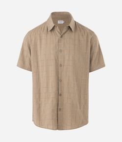 Camisa Manga Curta Texturizada Quadradinhos