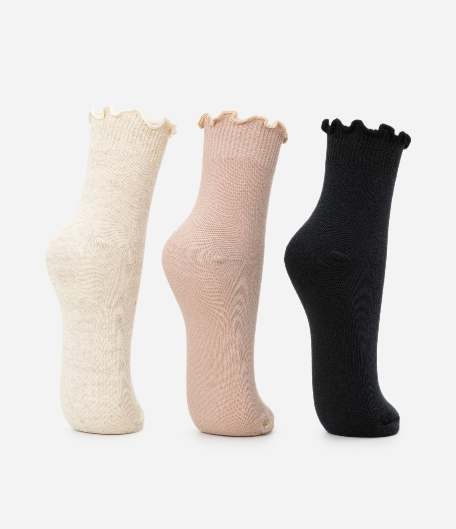 Kit 03 Meias Cano Médio em Algodão com Punho Delicado Multicores 3