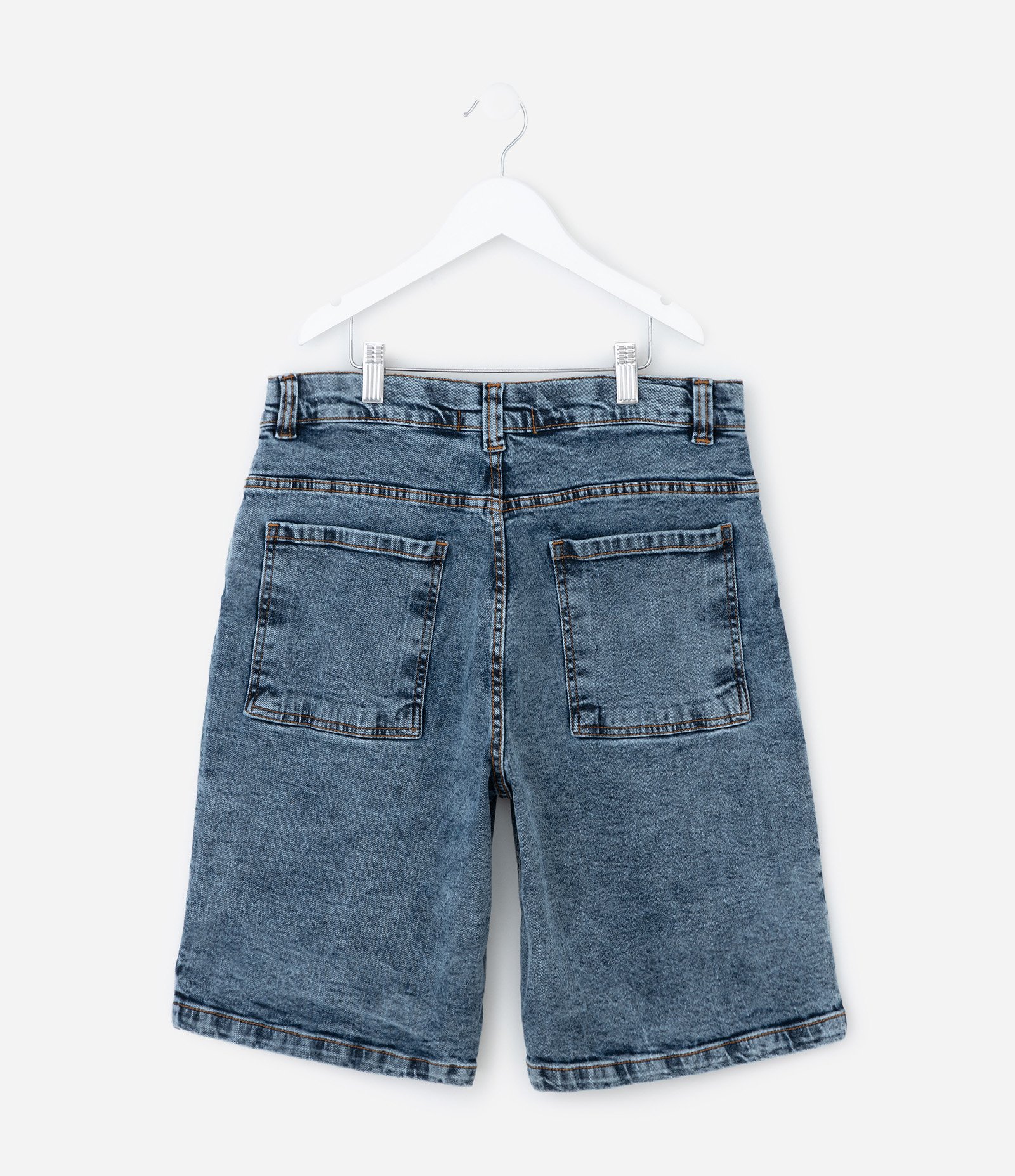 Bermuda Infantil em Jeans com Bolsos  – Tam 5 a 14 Anos Azul Escuro 3