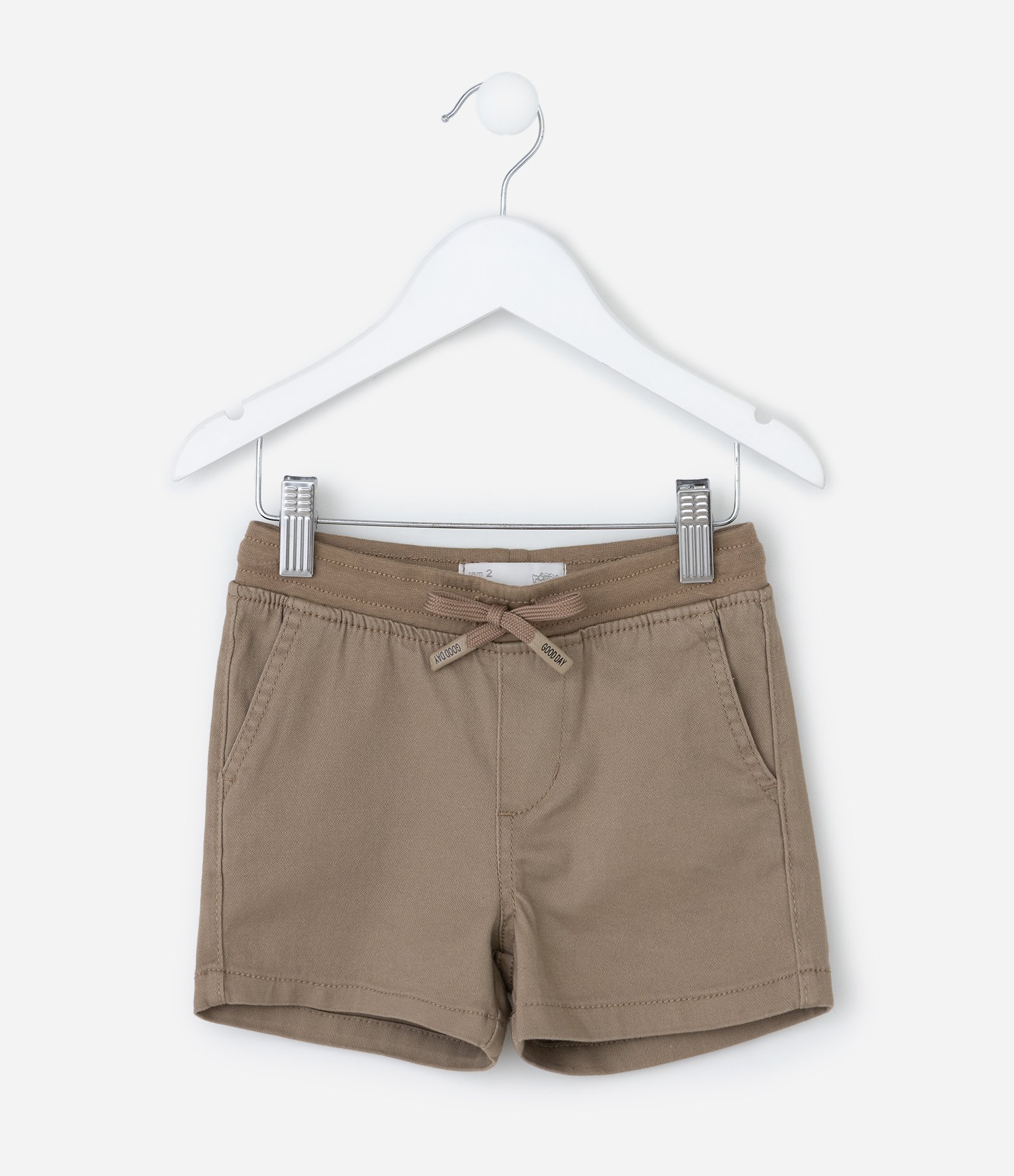 Bermuda Infantil Em Sarja Com Cós De Ribana – Tam 1 A 4 Anos Marrom Claro 2