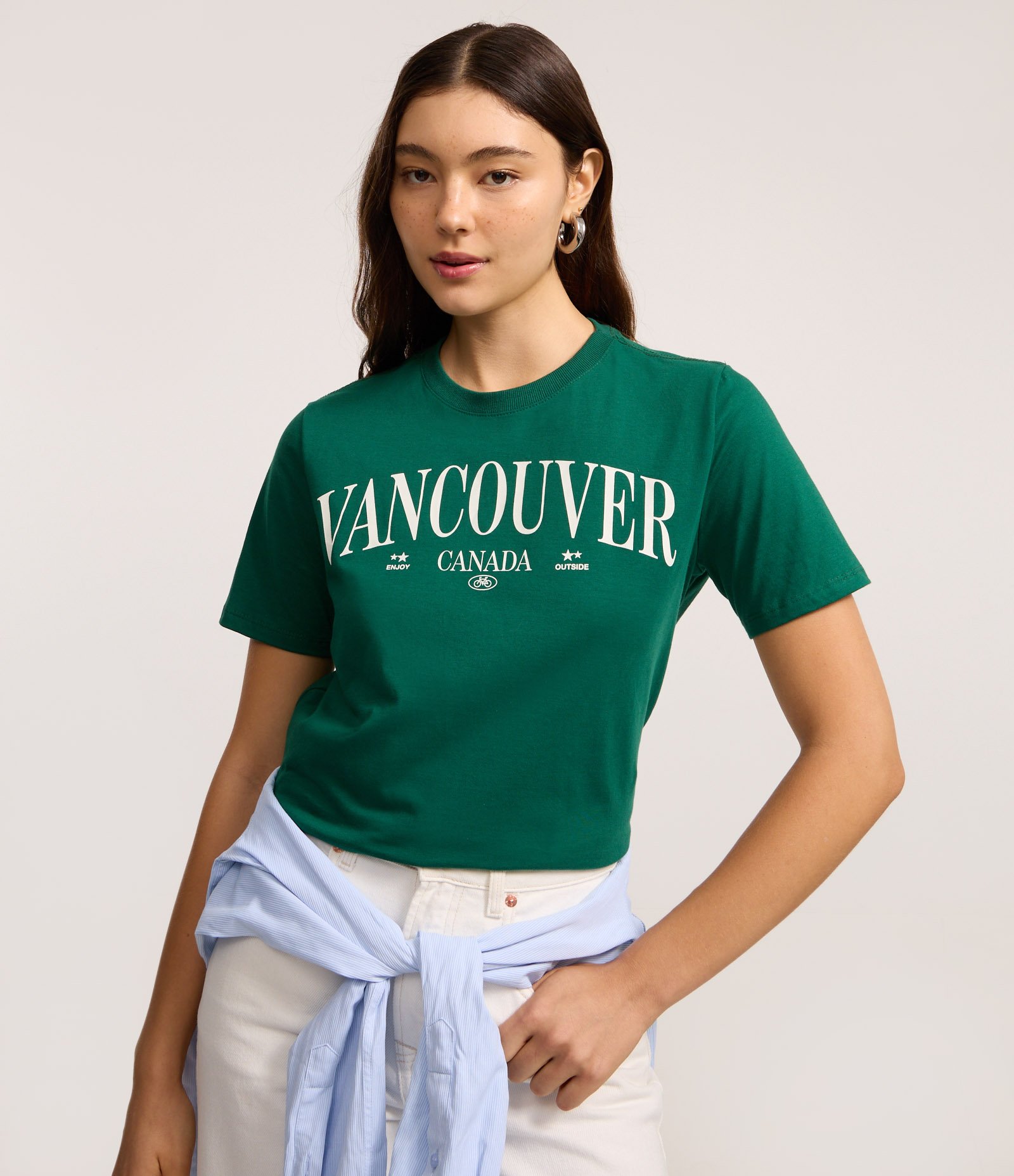 Camiseta em Algodão com Estampa Lettering Vancouver Verde 1