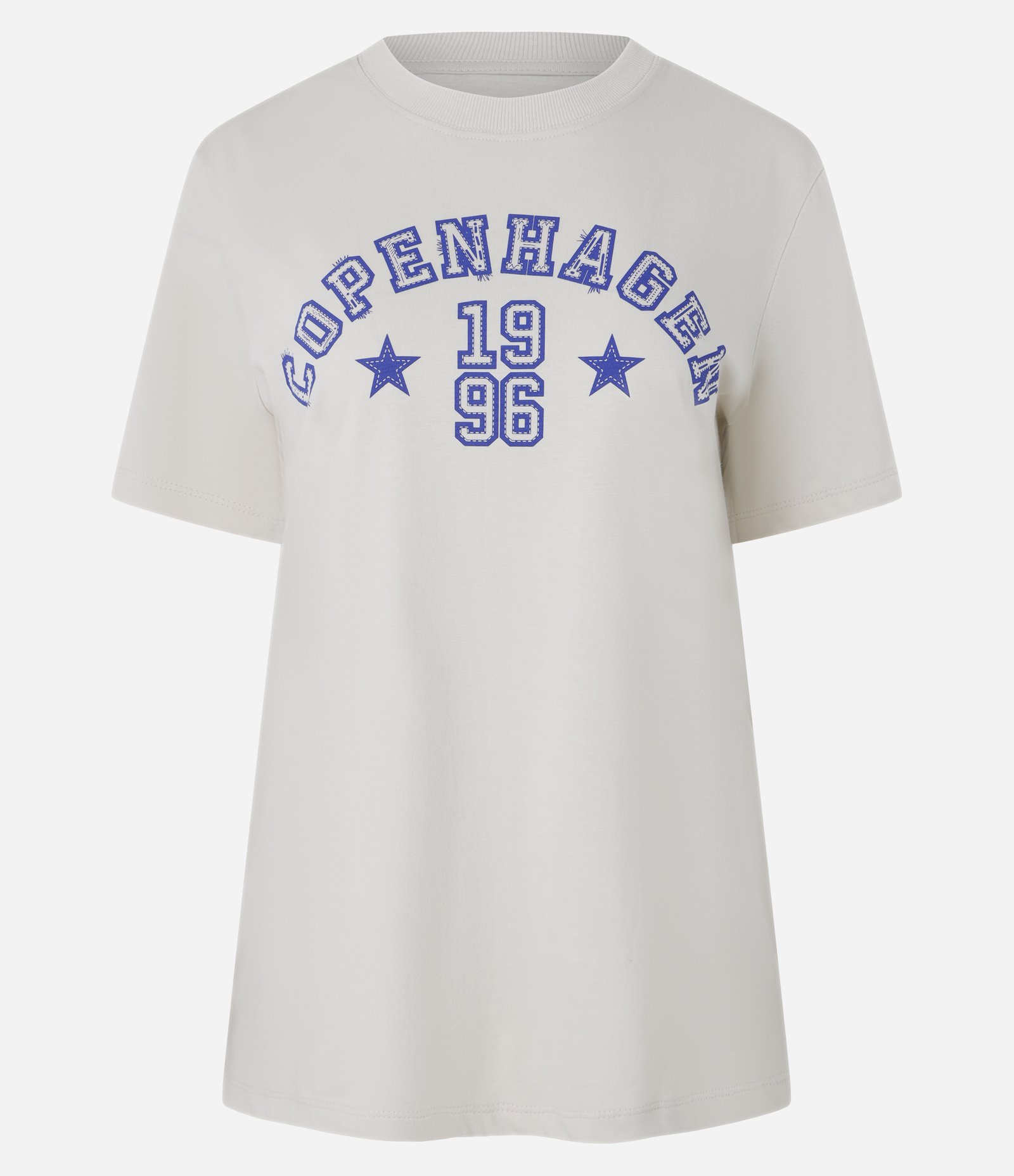 Camiseta em Algodão com Estampa Lettering “Copenhagen 1996” Bege claro 4