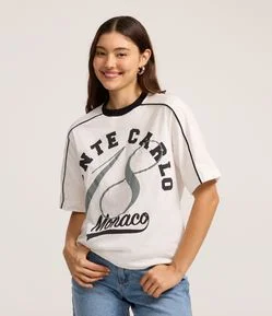 Camiseta em Algodão com Estampa Lettering Monte Carlo