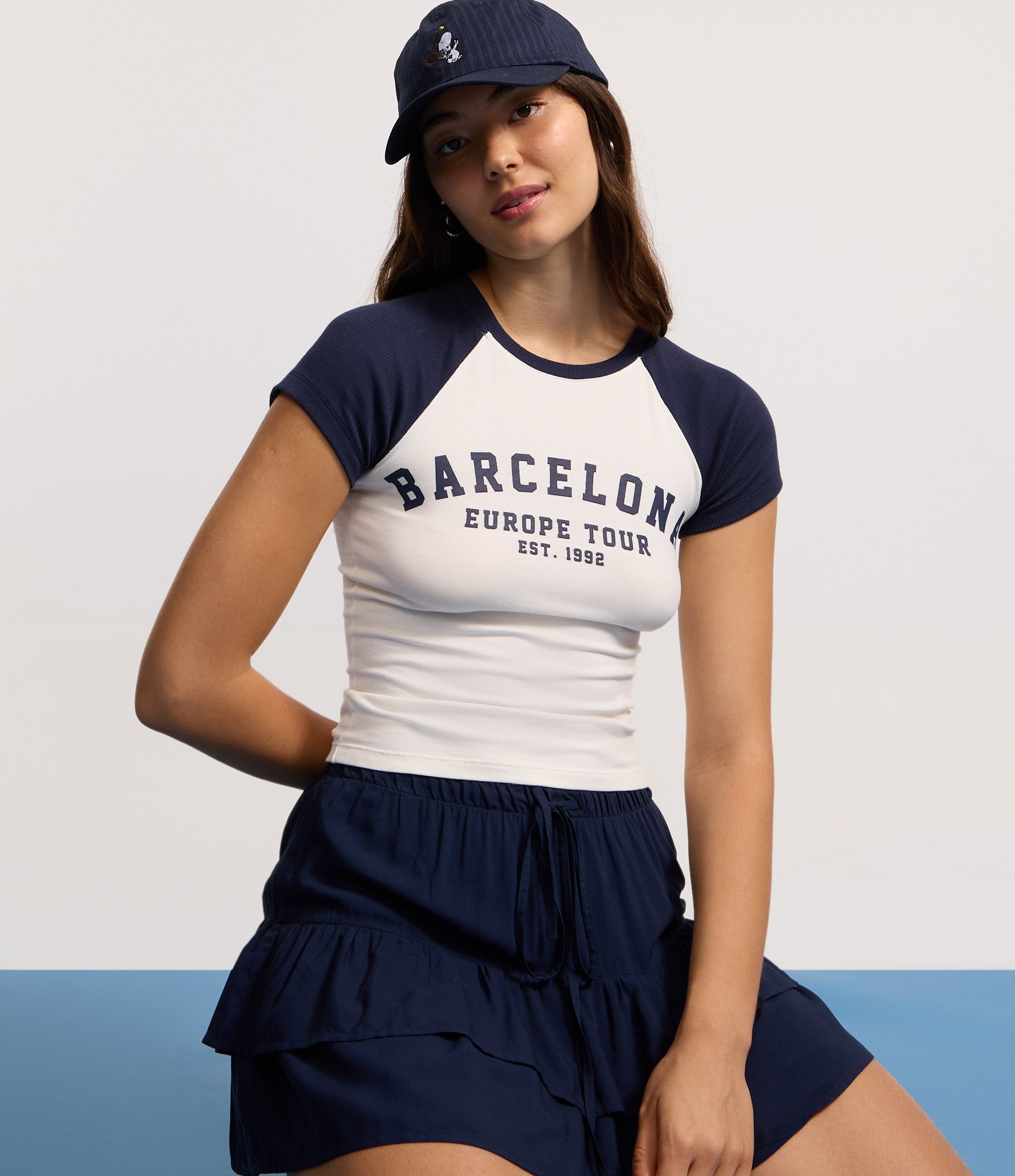 Blusa New T-Shirt em Algodão com Estampa Barcelona Off White/Azul 4