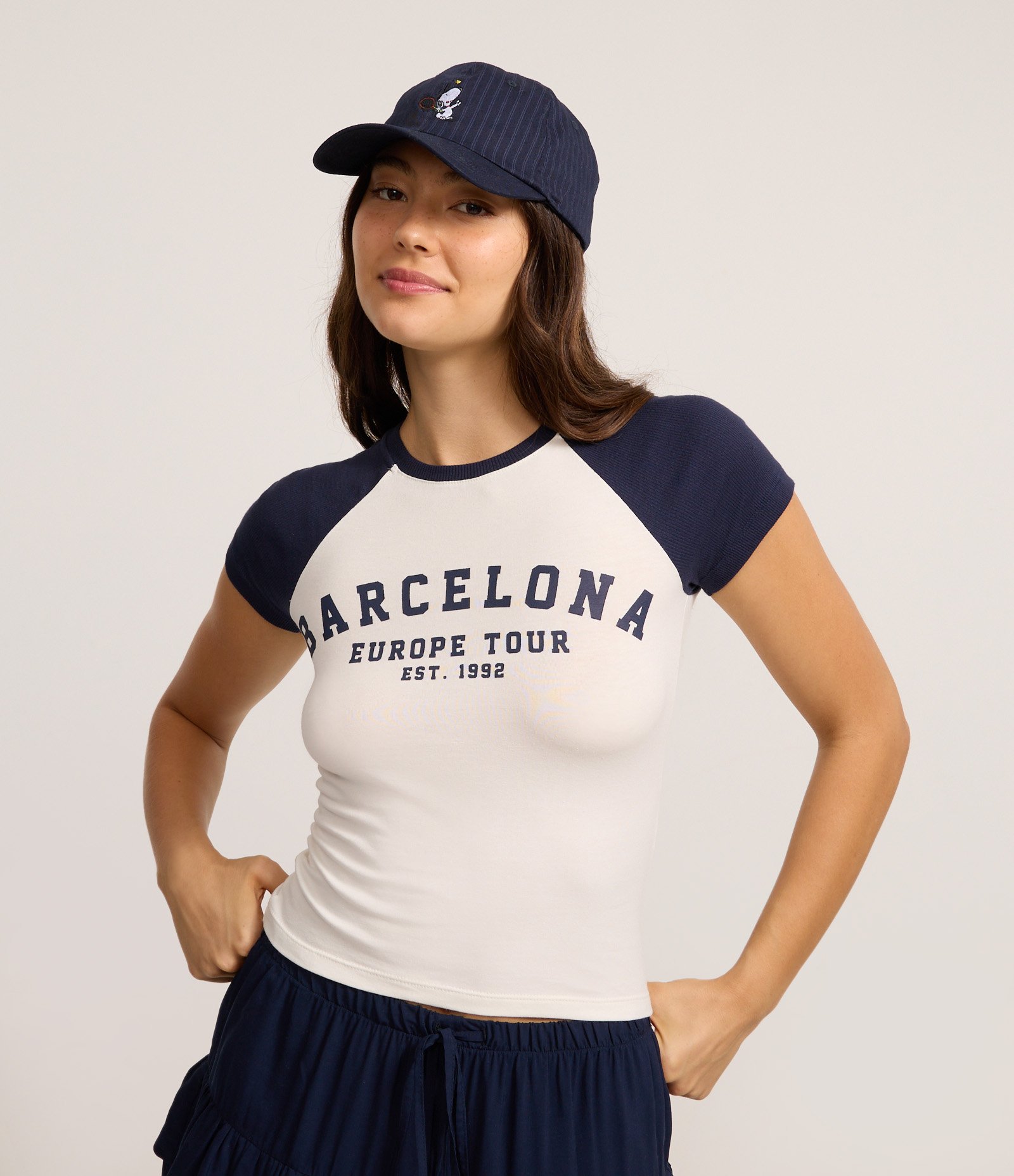 Blusa New T-Shirt em Algodão com Estampa Barcelona Off White/Azul 1