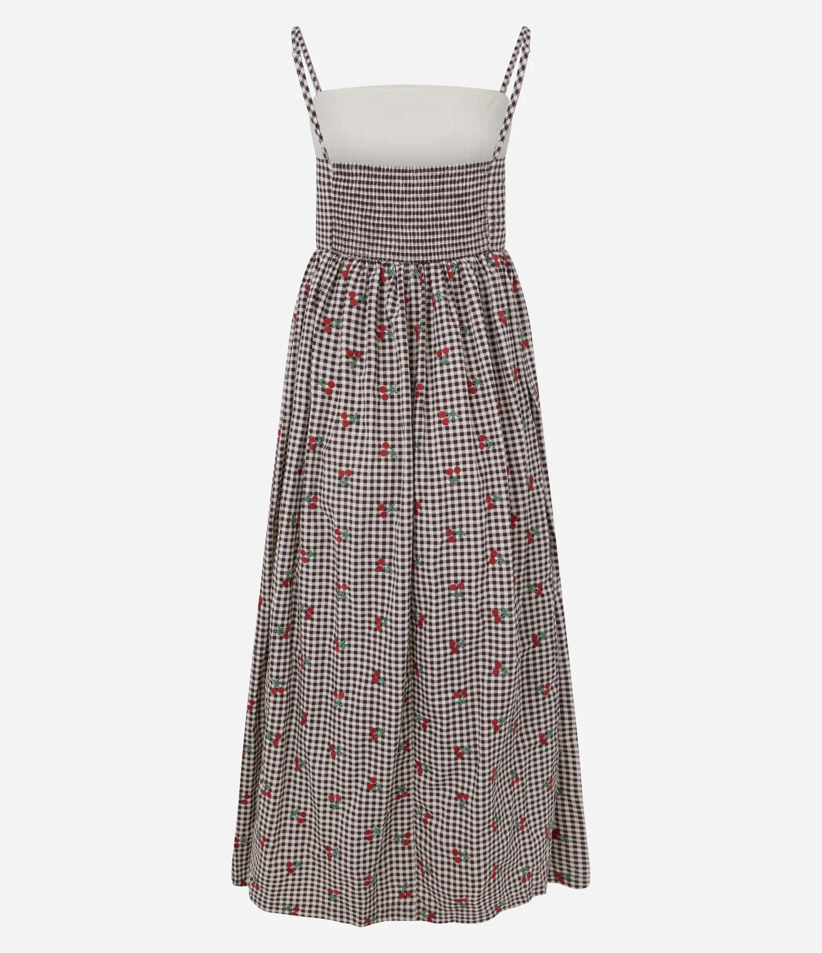 Vestido Longo Vichy com Poá e Decote Quadrado Vermelho 3