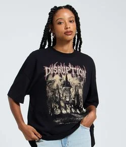 Camiseta Mullet em Algodão com Estampa Gótica