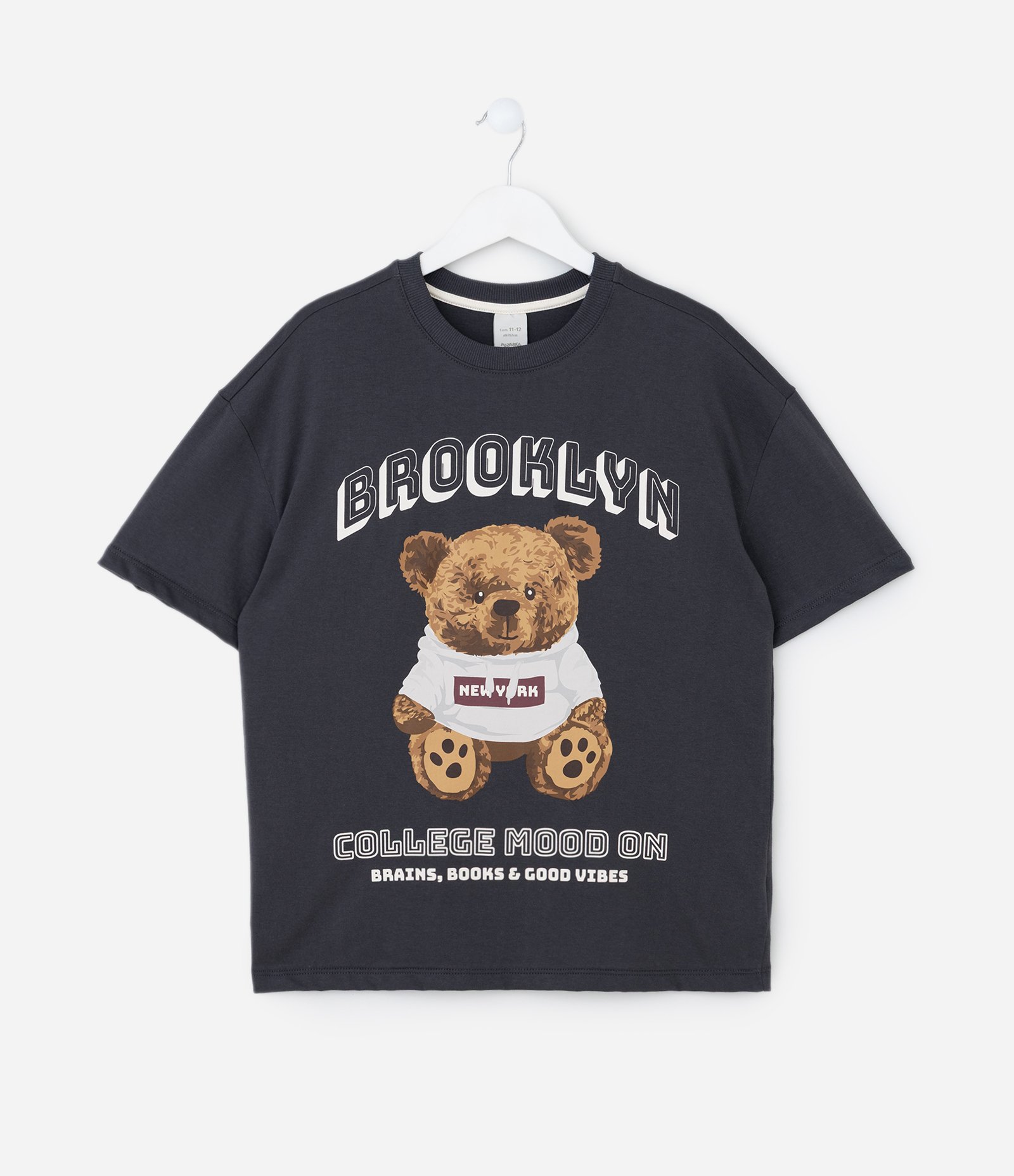 Camiseta Infantil com Estampa de Urso – Tam 7 a 14 Anos Preto 2