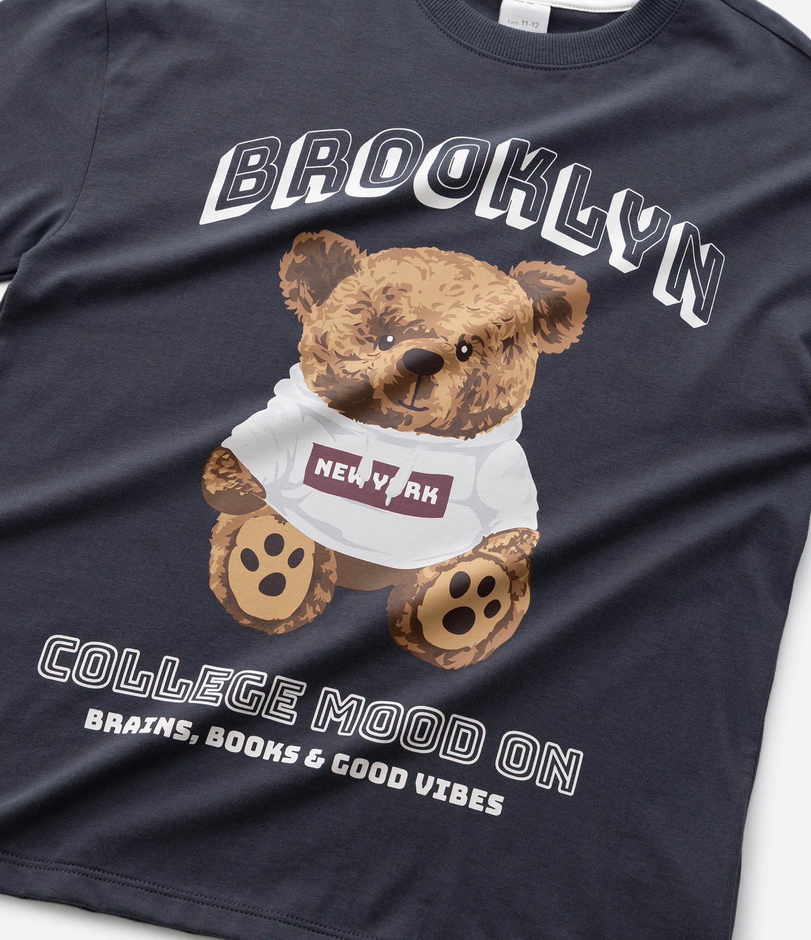 Camiseta Infantil com Estampa de Urso – Tam 7 a 14 Anos Preto 6