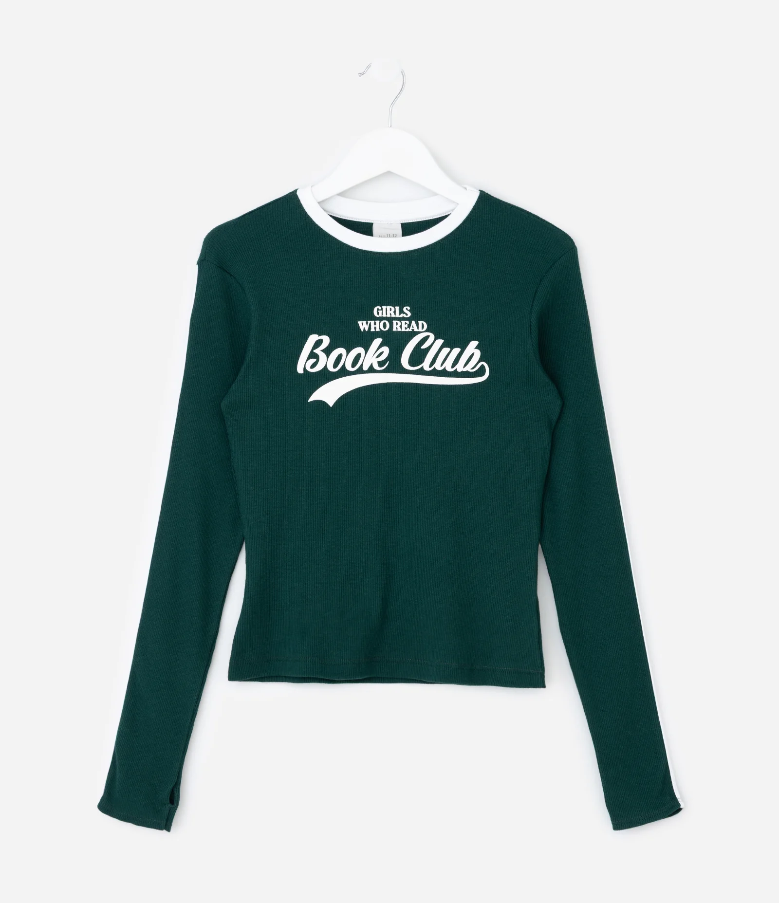 Blusa Infantil em Ribana com Lettering Book Club – Tam 7 a 16 Anos Verde Escuro 2